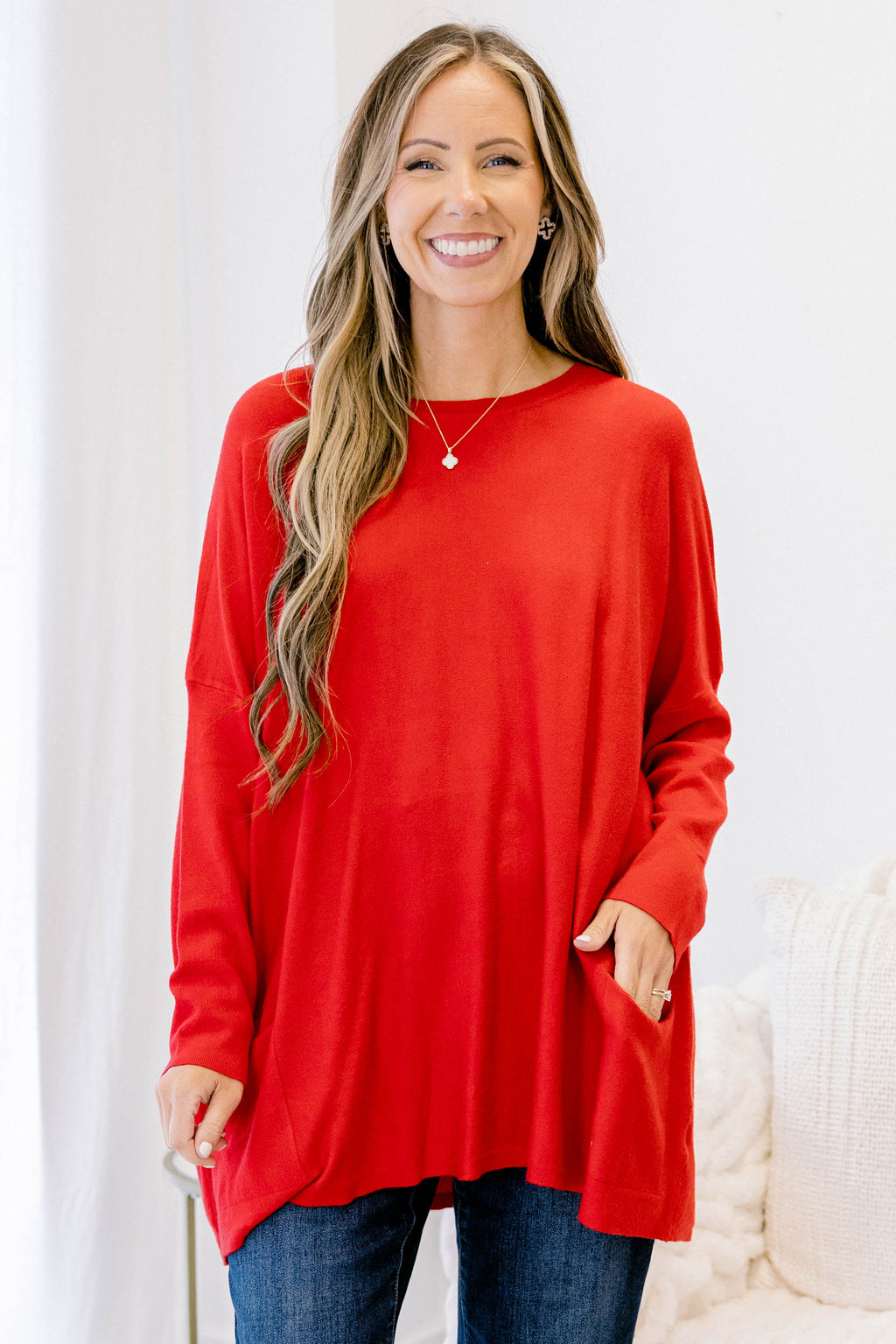 Snow Whispers Tunic, Red
