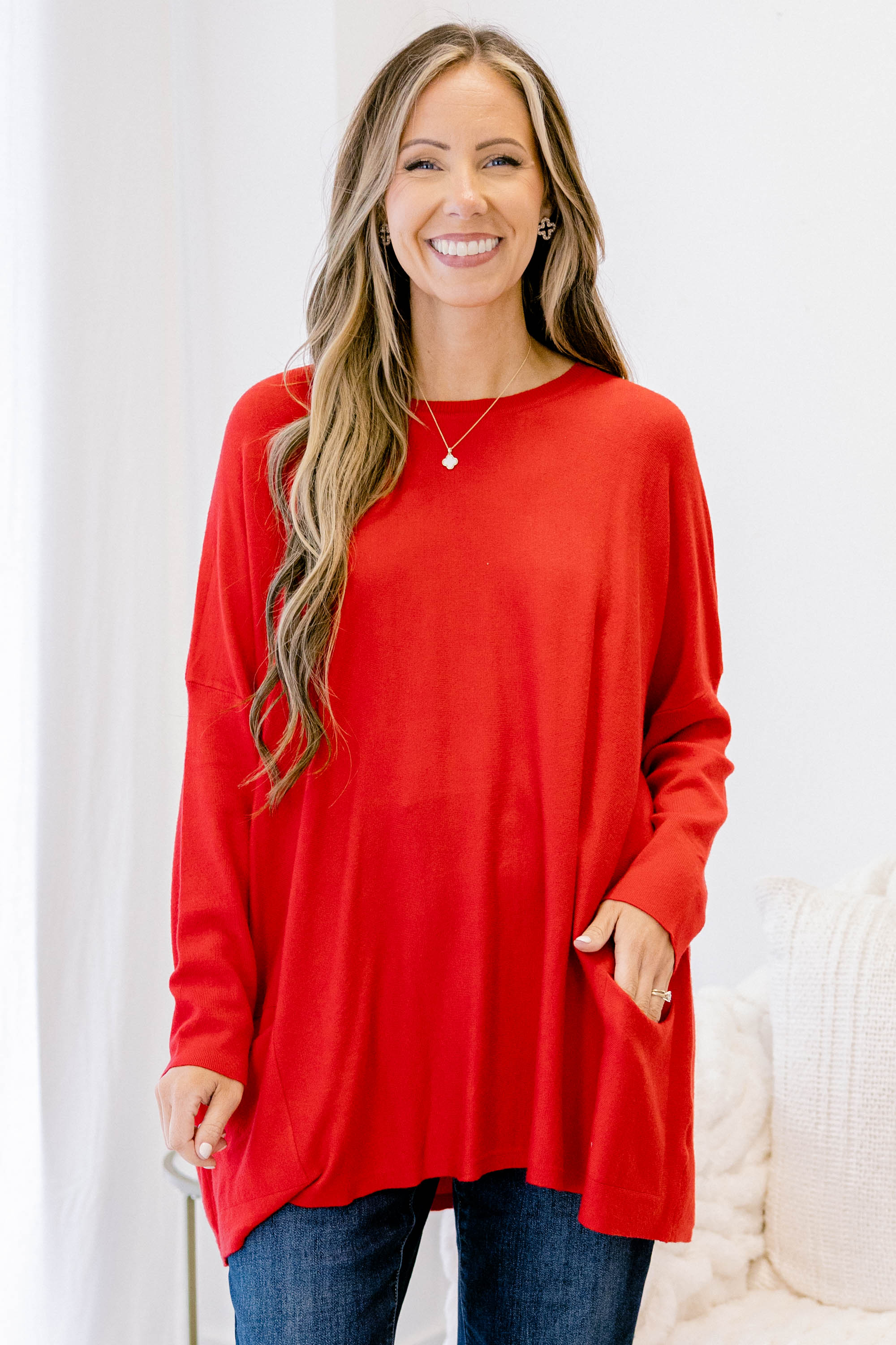 Snow Whispers Tunic, Red