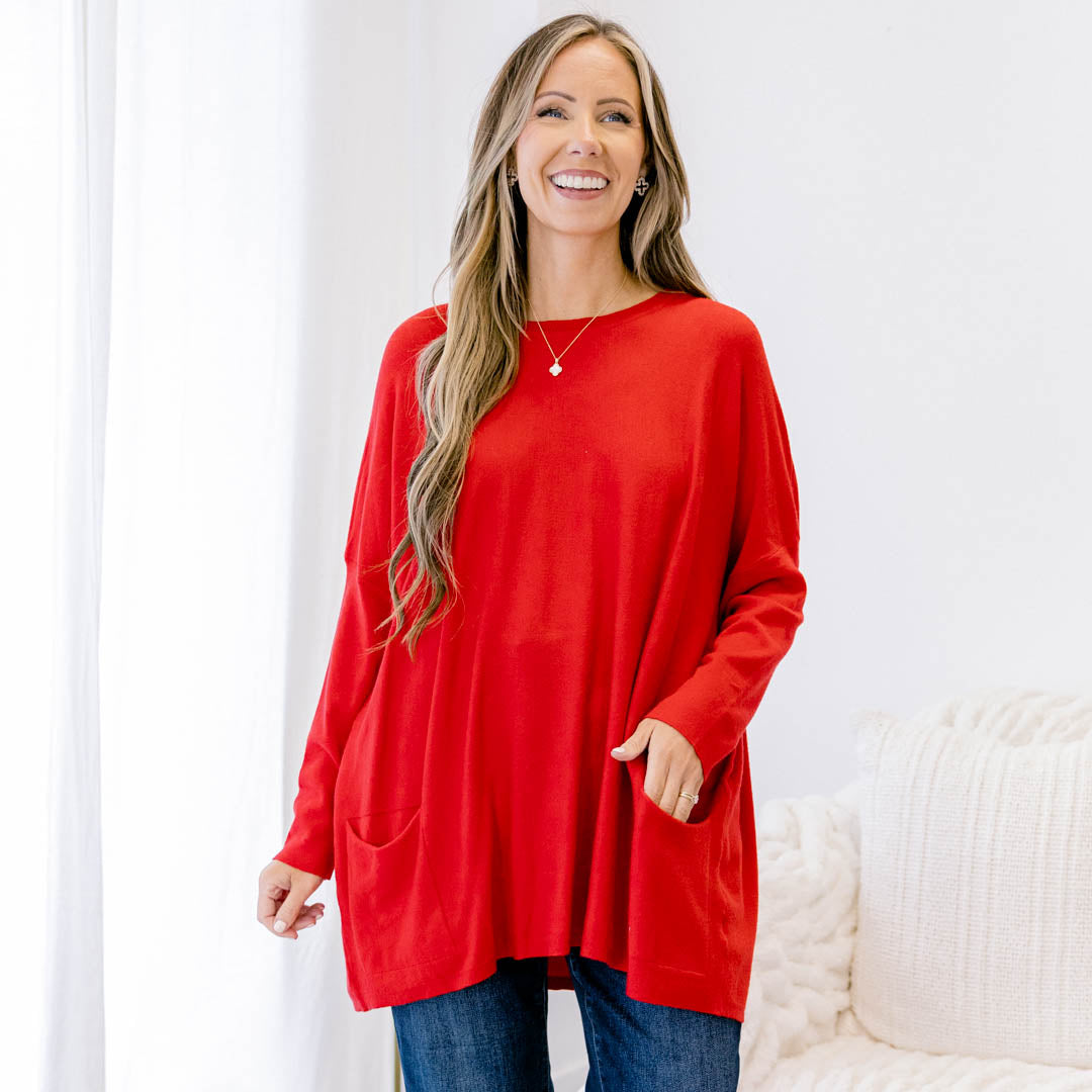 Snow Whispers Tunic, Red