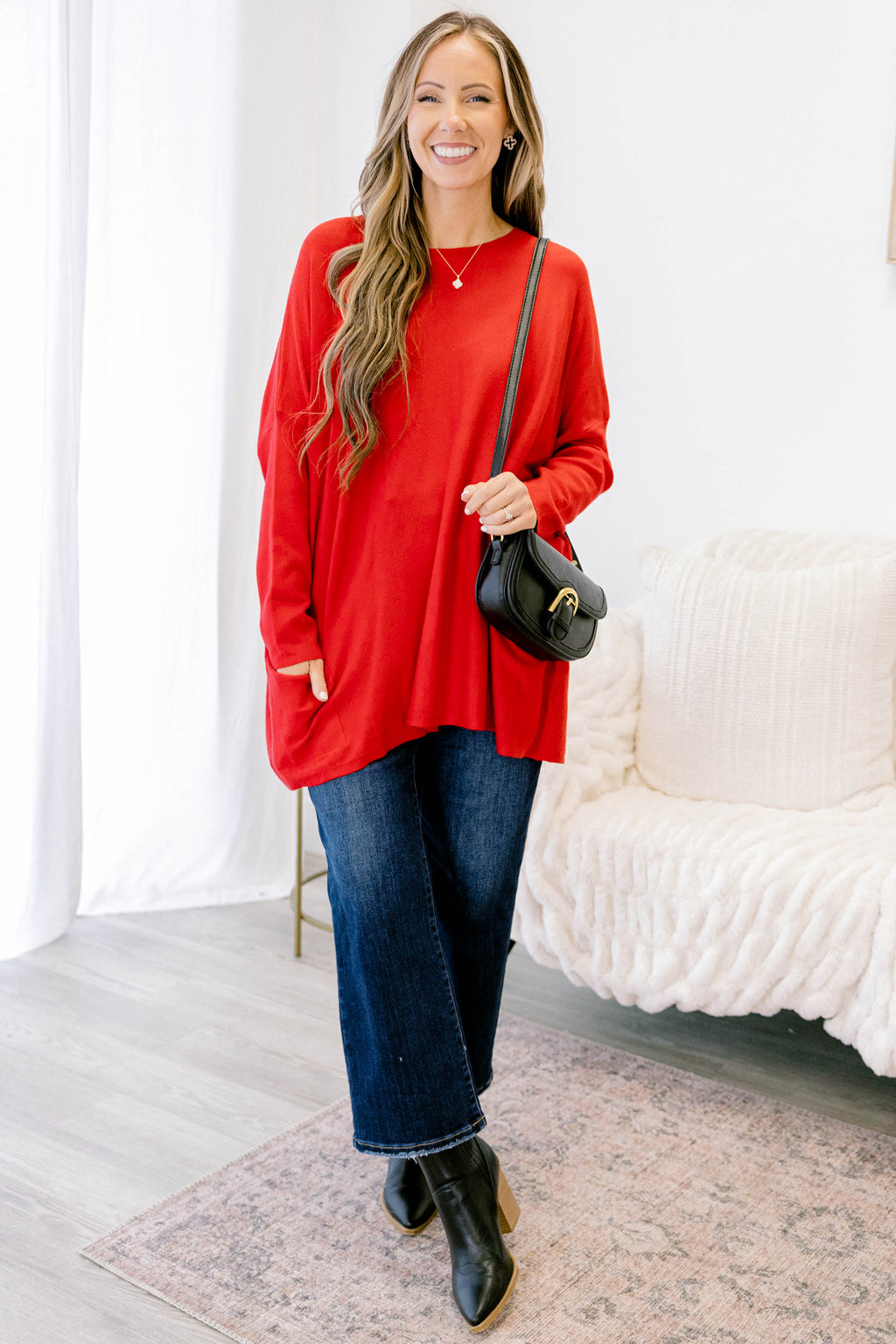 Snow Whispers Tunic, Red