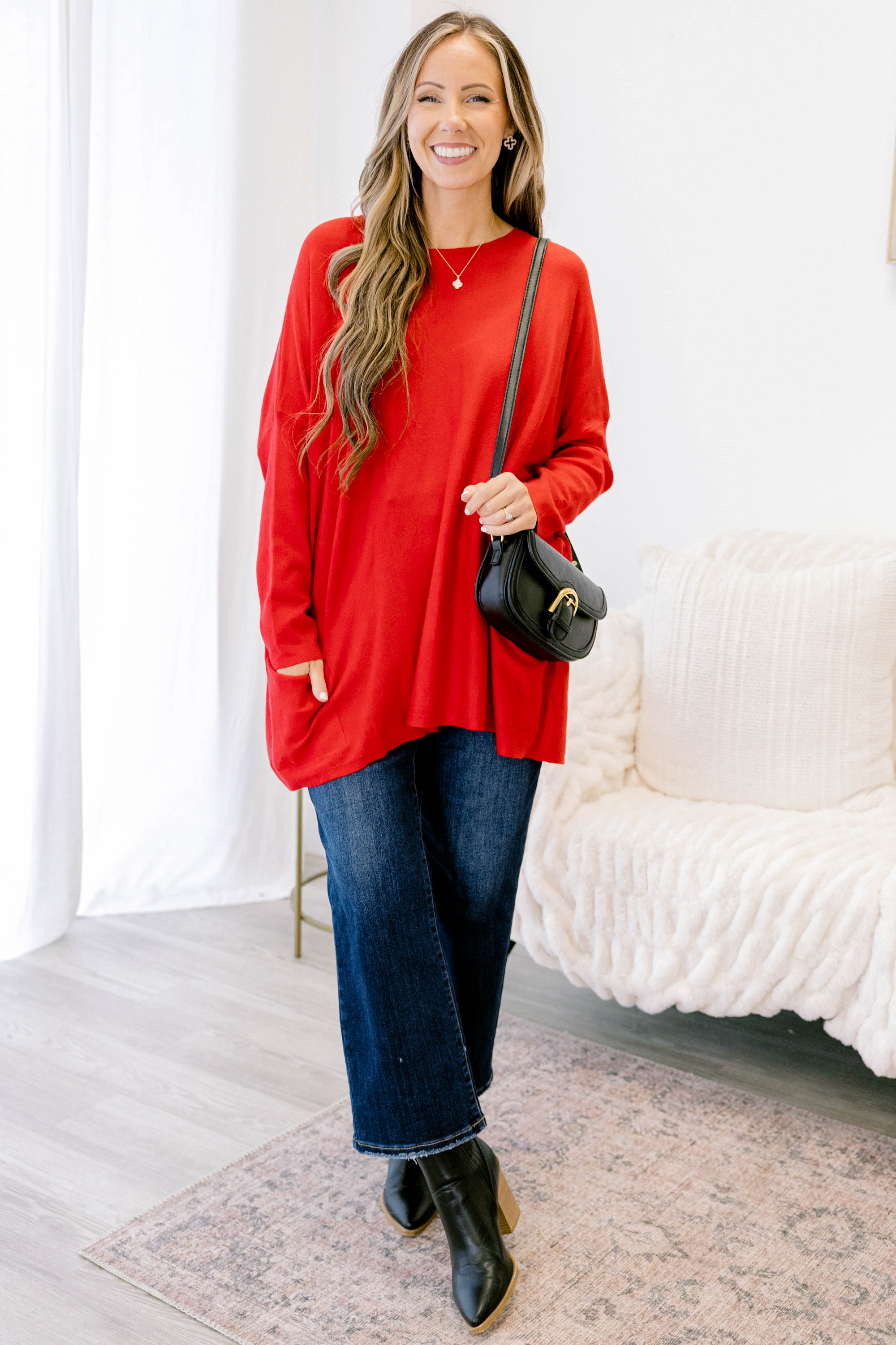 Snow Whispers Tunic, Red