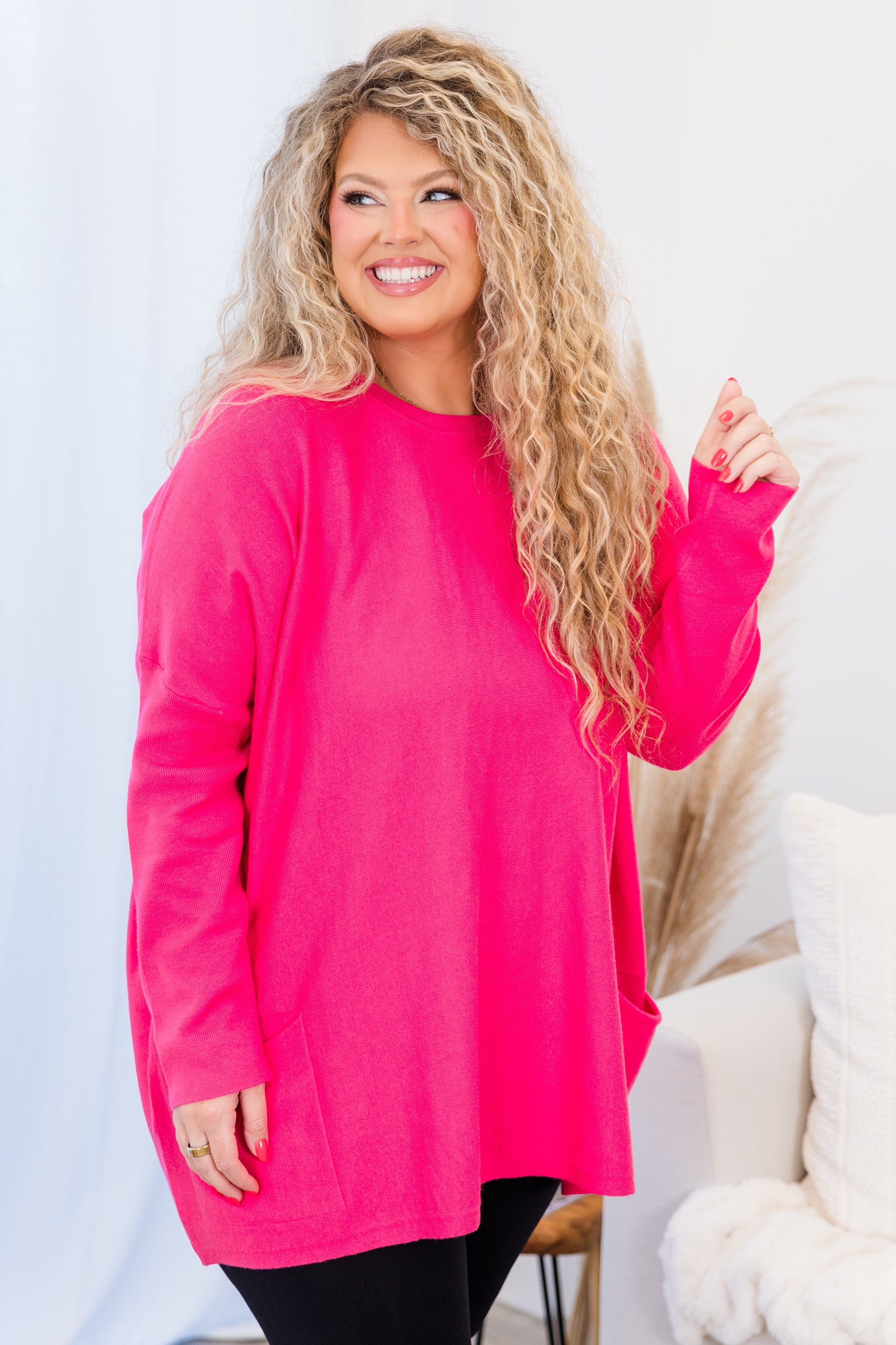 Snow Whispers Tunic, Hot PInk