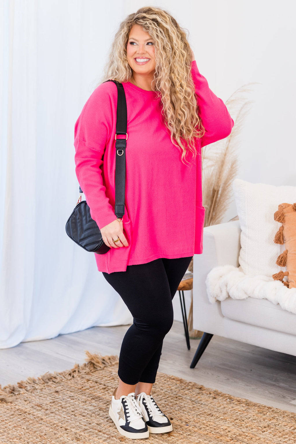 Snow Whispers Tunic, Hot PInk