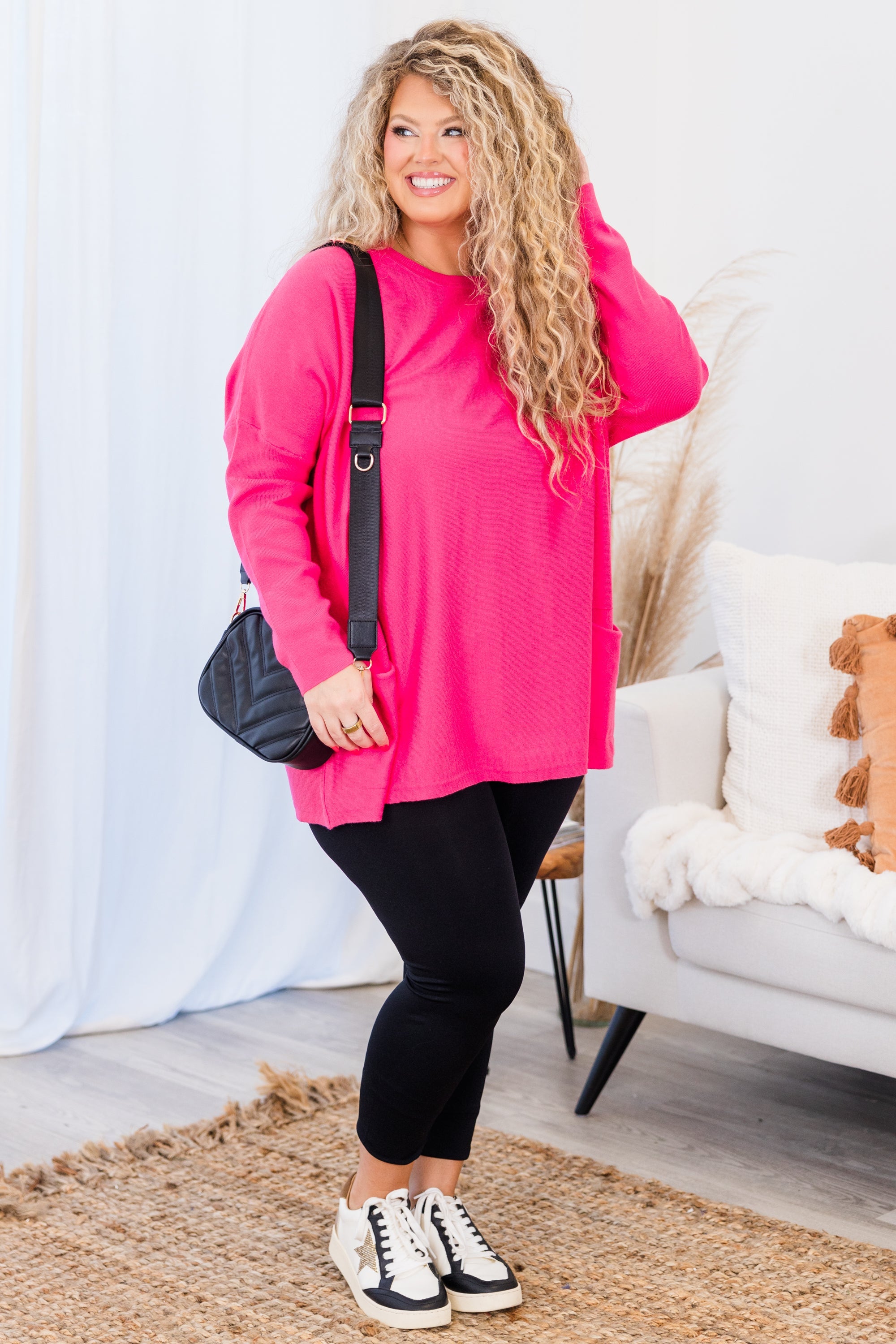 Snow Whispers Tunic, Hot PInk