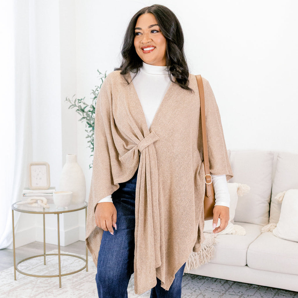 Softly Stated Poncho, Almond