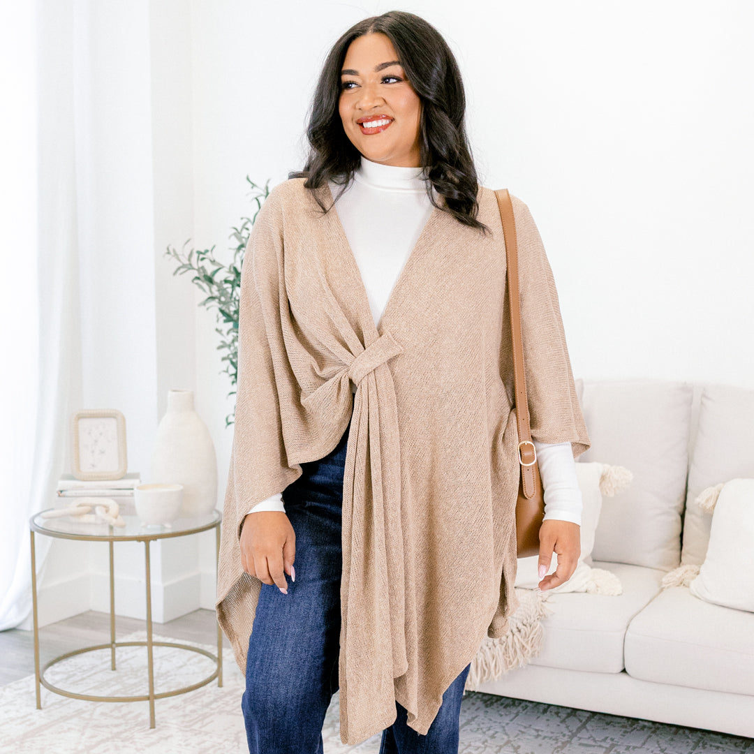 Softly Stated Poncho, Almond