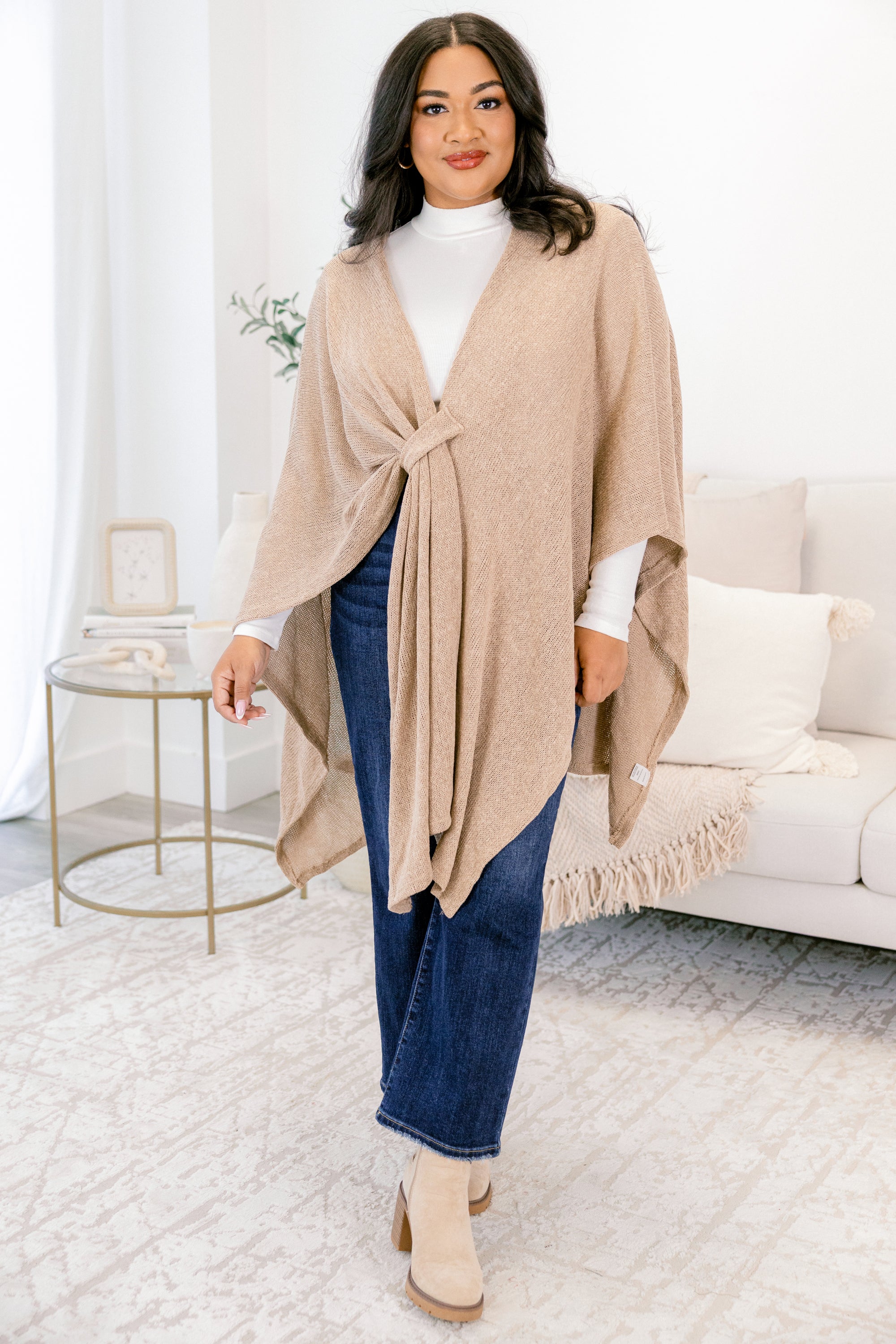 Softly Stated Poncho, Almond