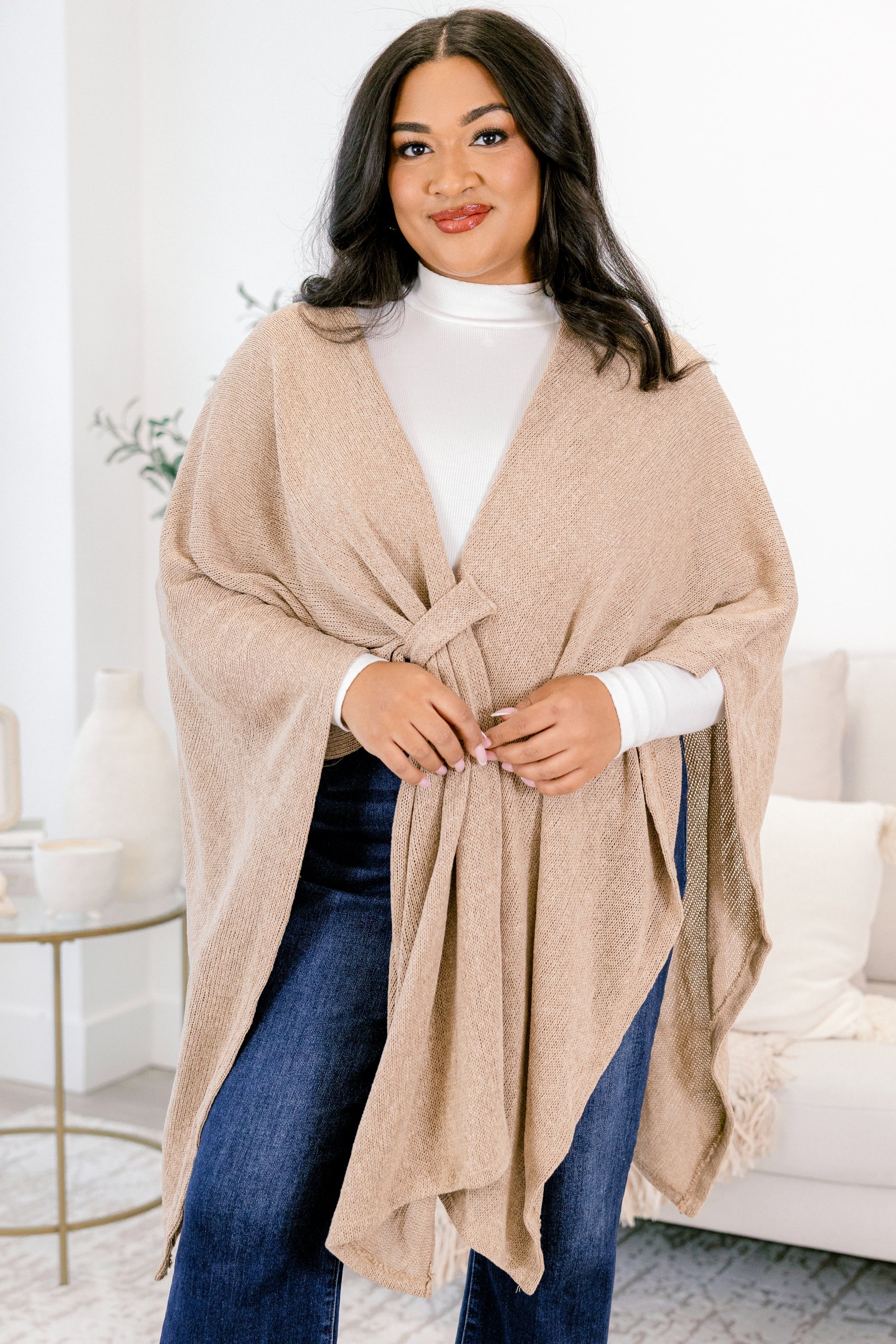 Softly Stated Poncho, Almond