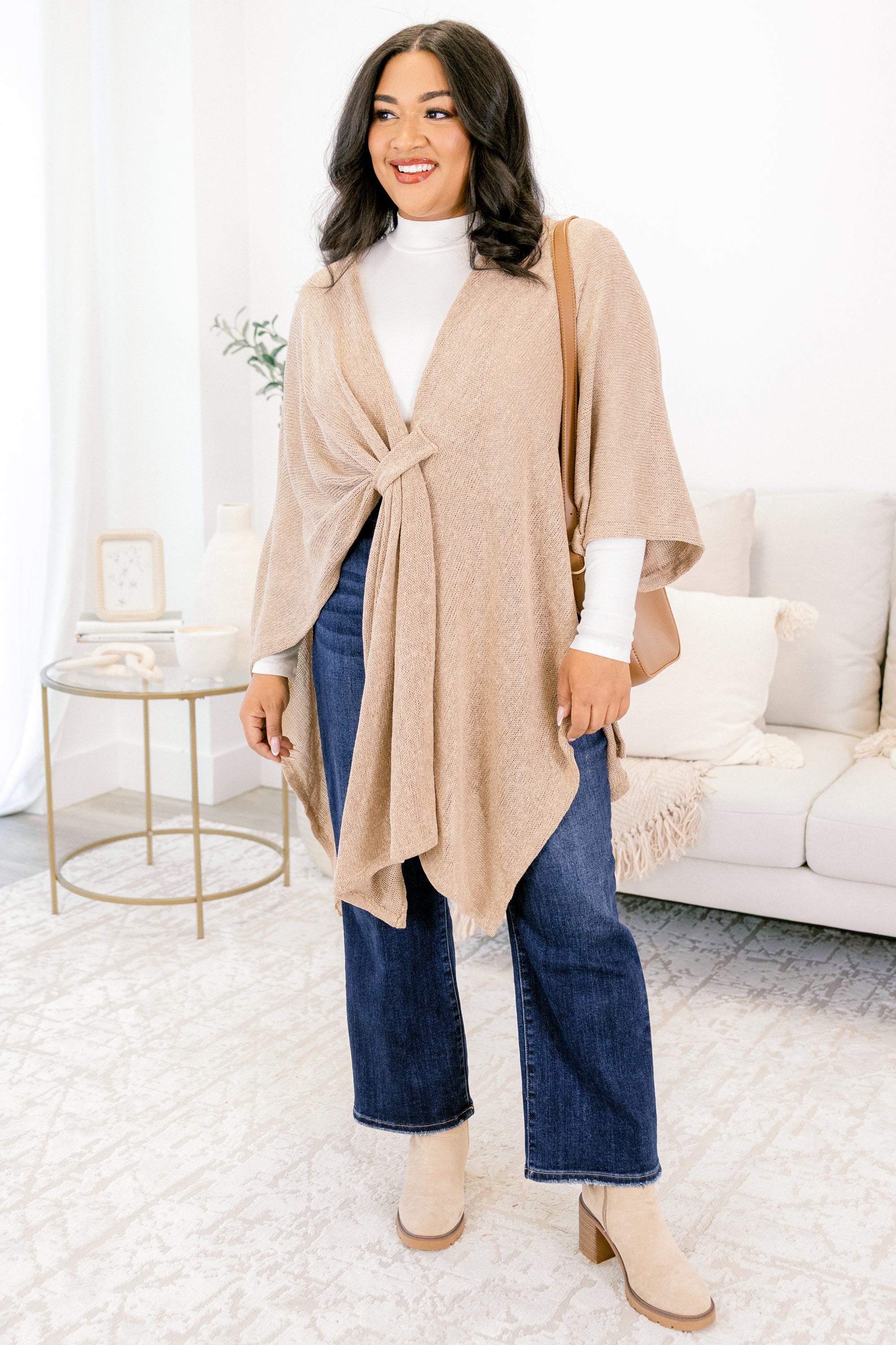 Softly Stated Poncho, Almond
