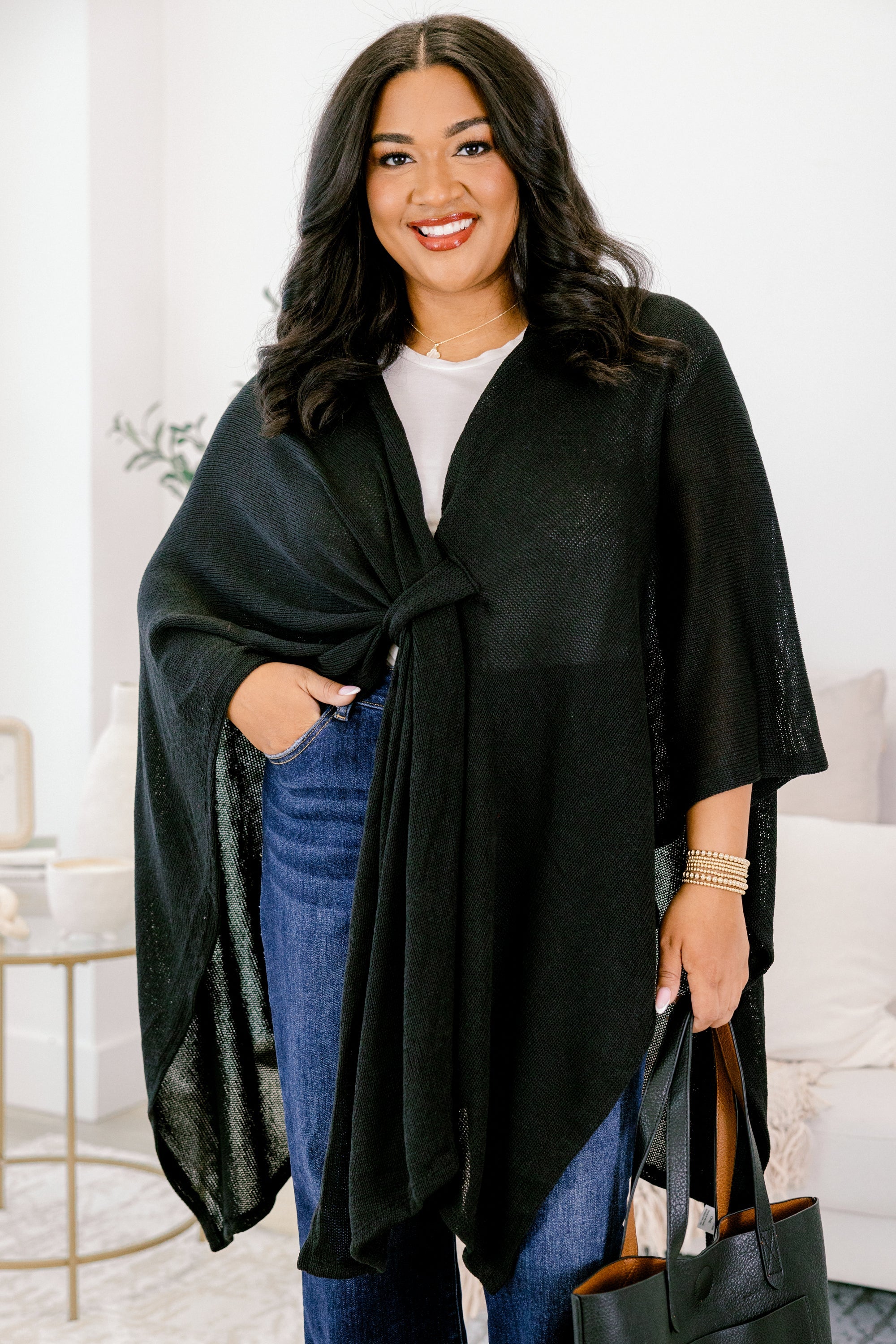 Softly Stated Poncho, Black