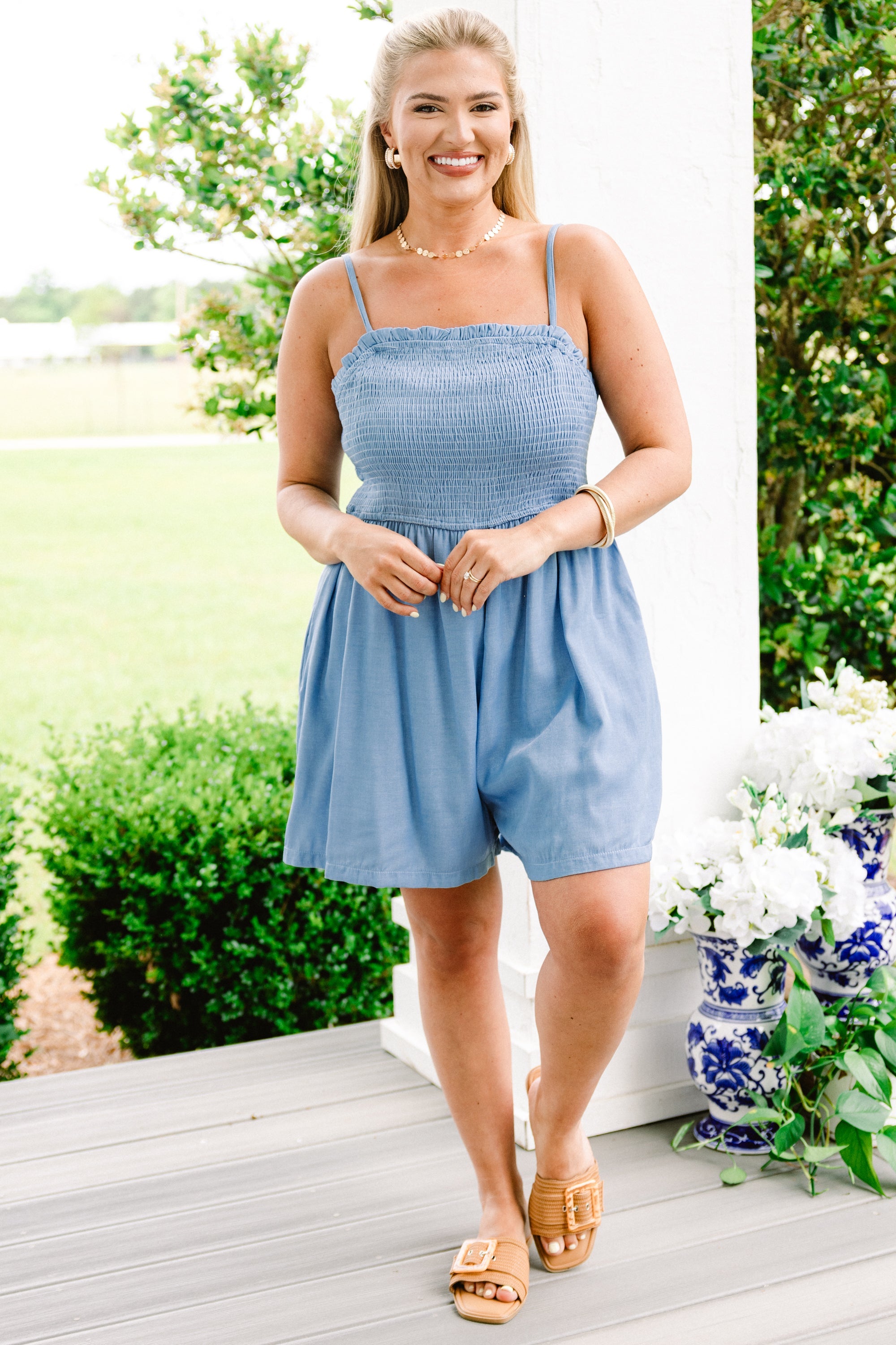 Some Things Take Time Romper, Blue