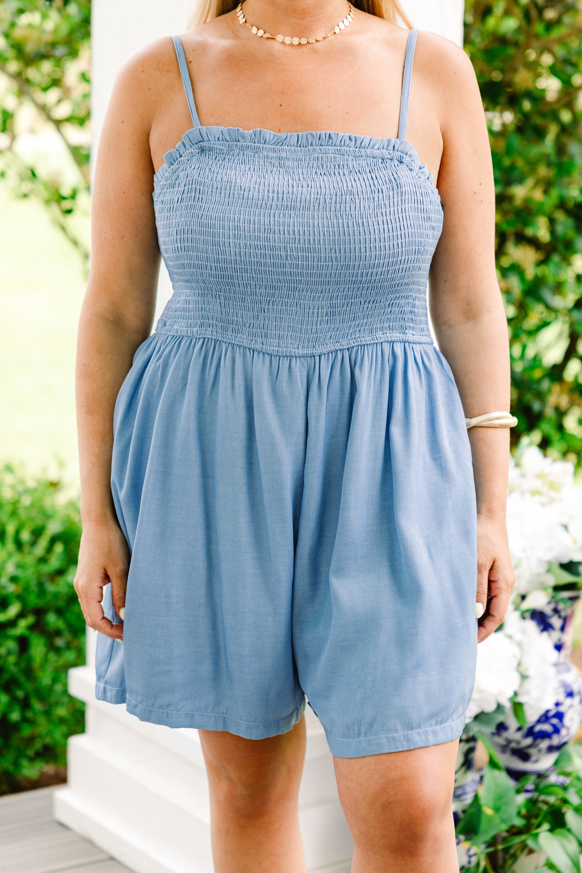 Some Things Take Time Romper, Blue