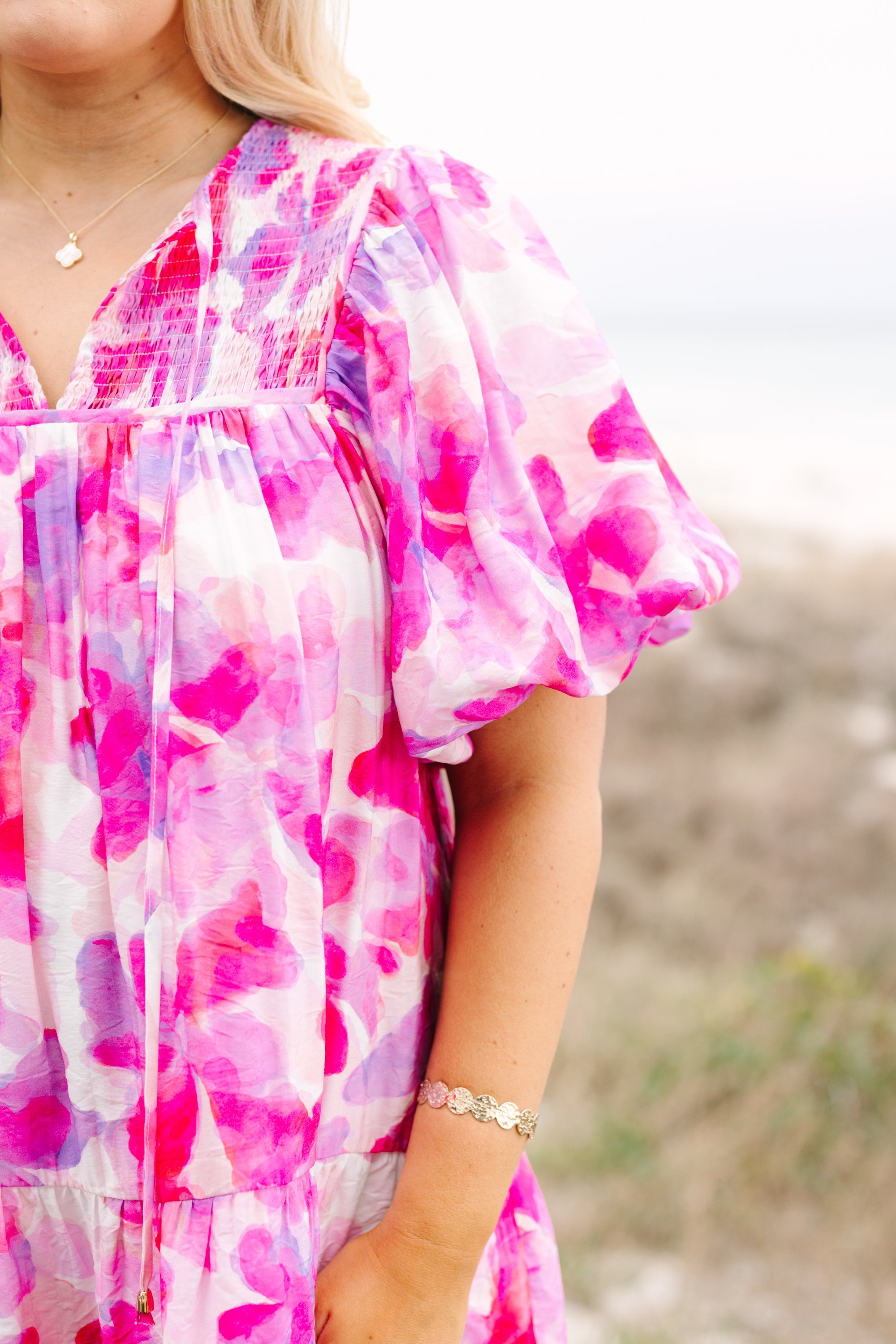 Something Good Dress, Fuchsia Watercolor