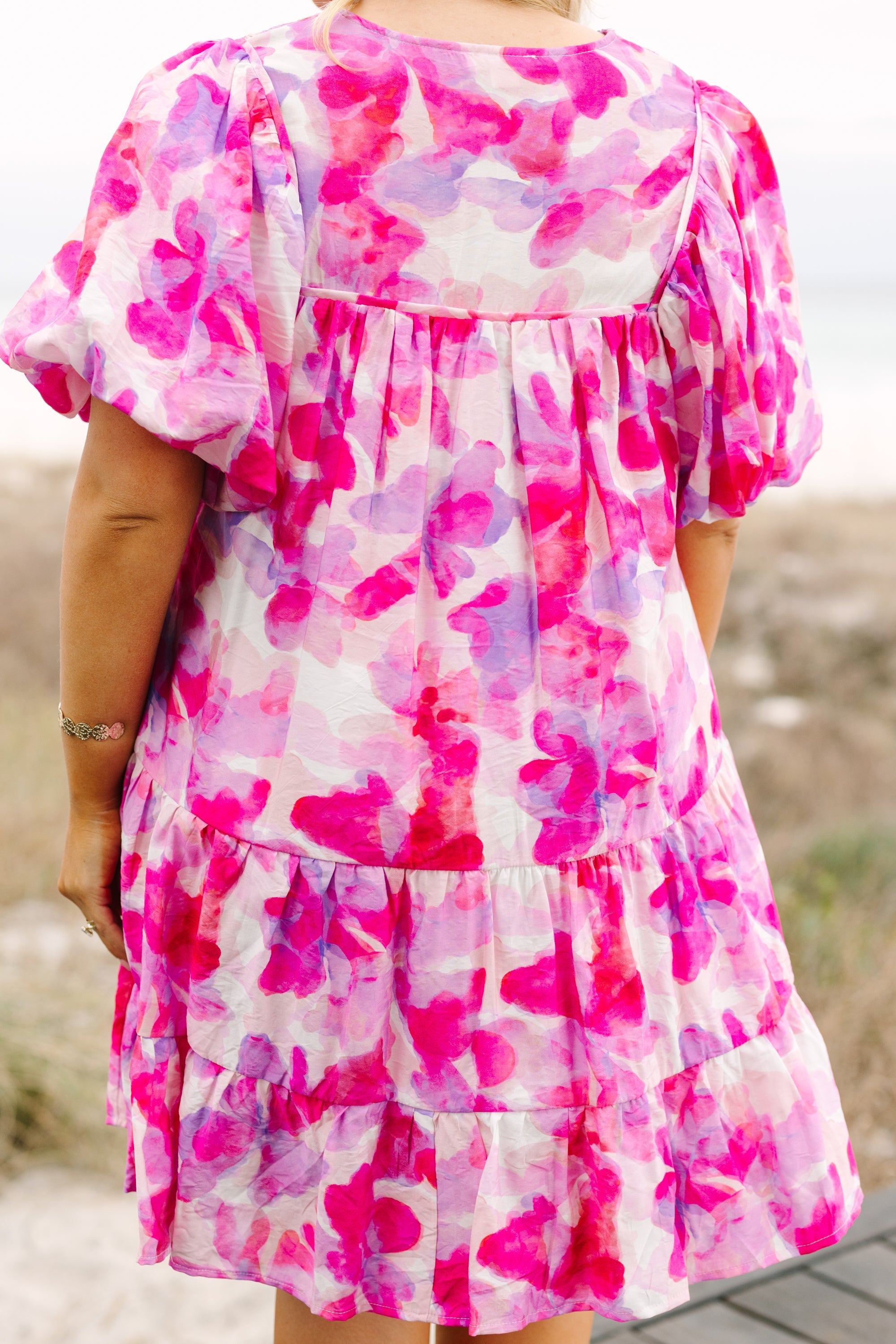 Something Good Dress, Fuchsia Watercolor