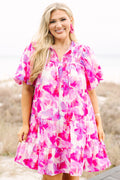 Something Good Dress, Fuchsia Watercolor