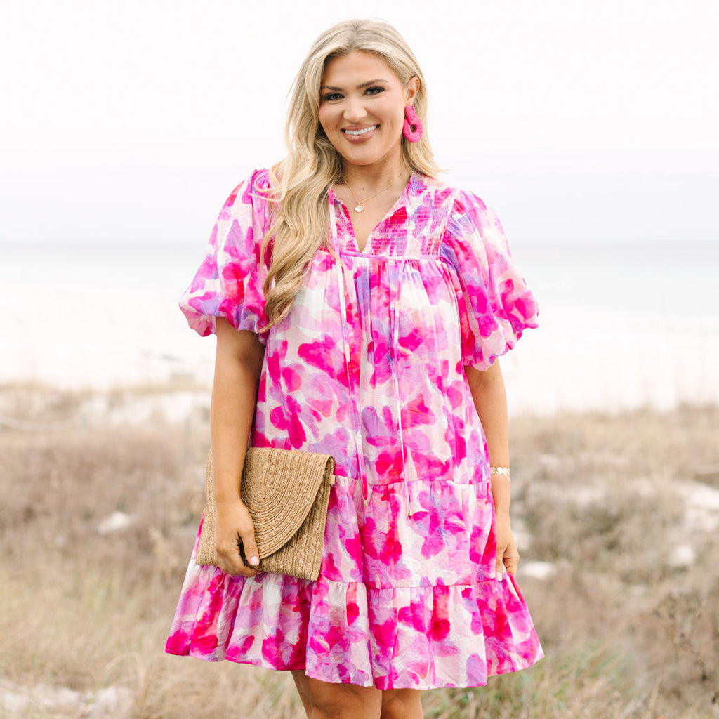 Something Good Dress, Fuchsia Watercolor