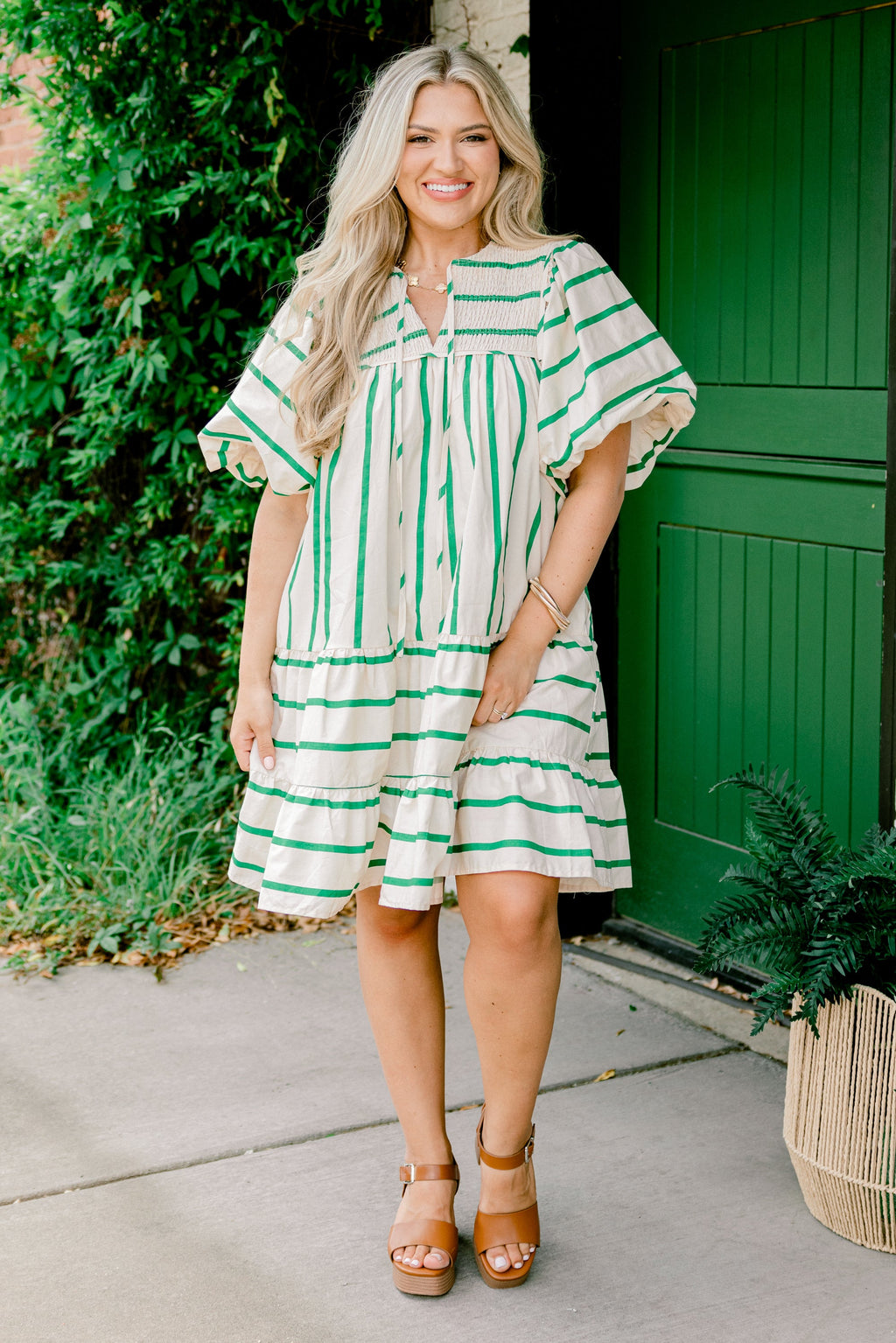 Something Good Dress, Green Stripe
