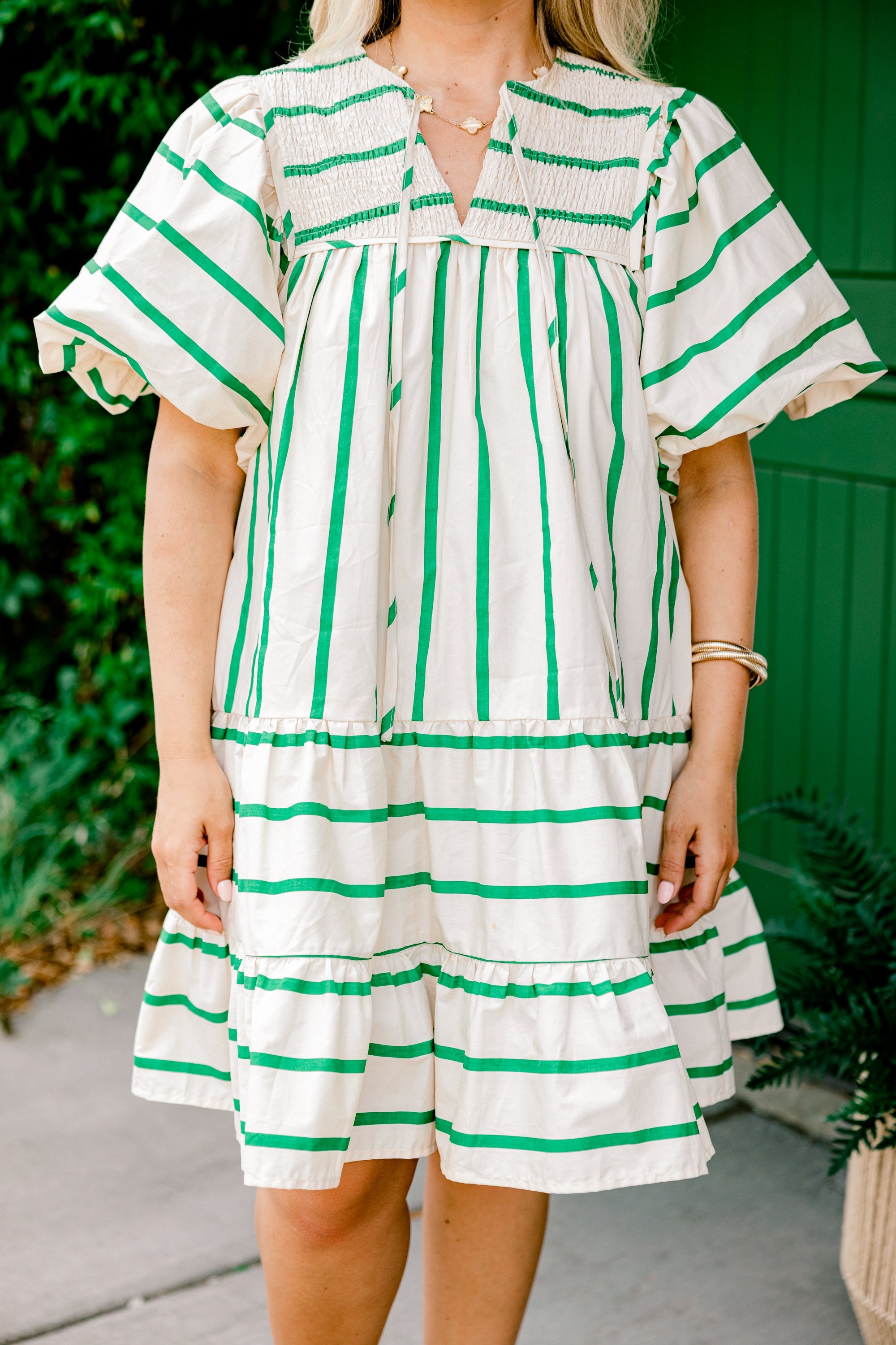 Something Good Dress, Green Stripe