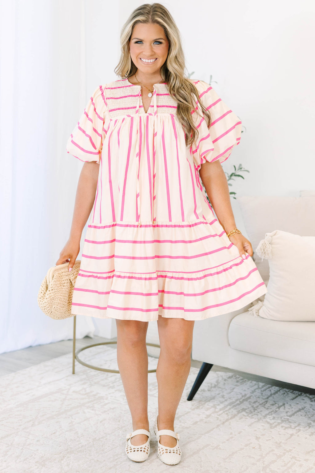 Something Good Dress, Pink Stripe