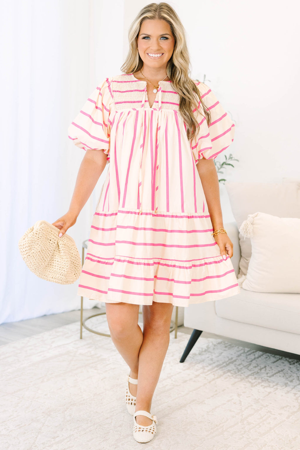 Something Good Dress, Pink Stripe