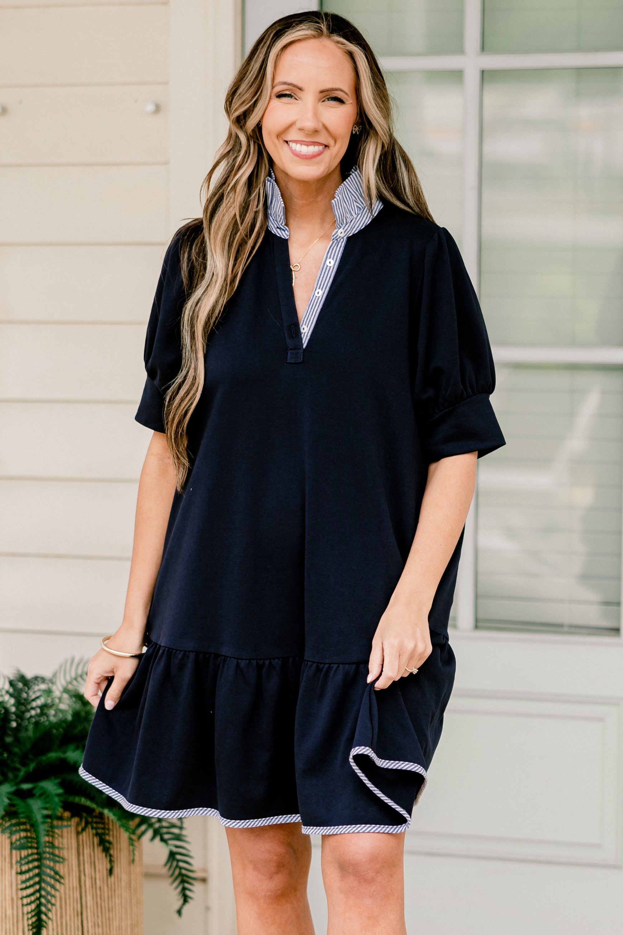 Southern Charm Dress, Navy