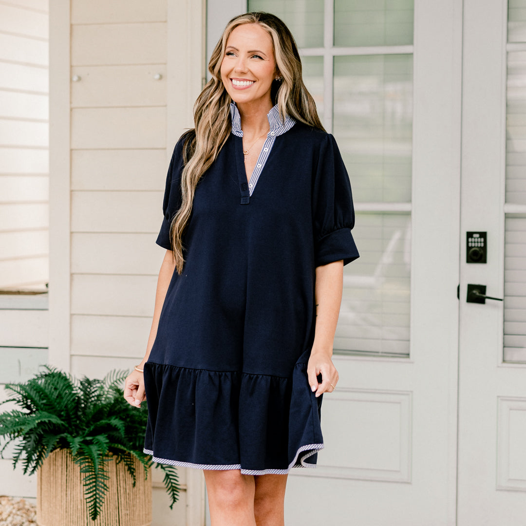 Southern Charm Dress, Navy
