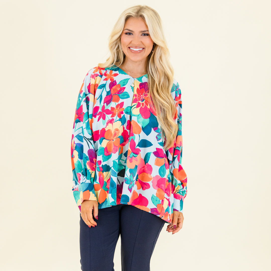 Southern Sweetness Top, Blue-Multi