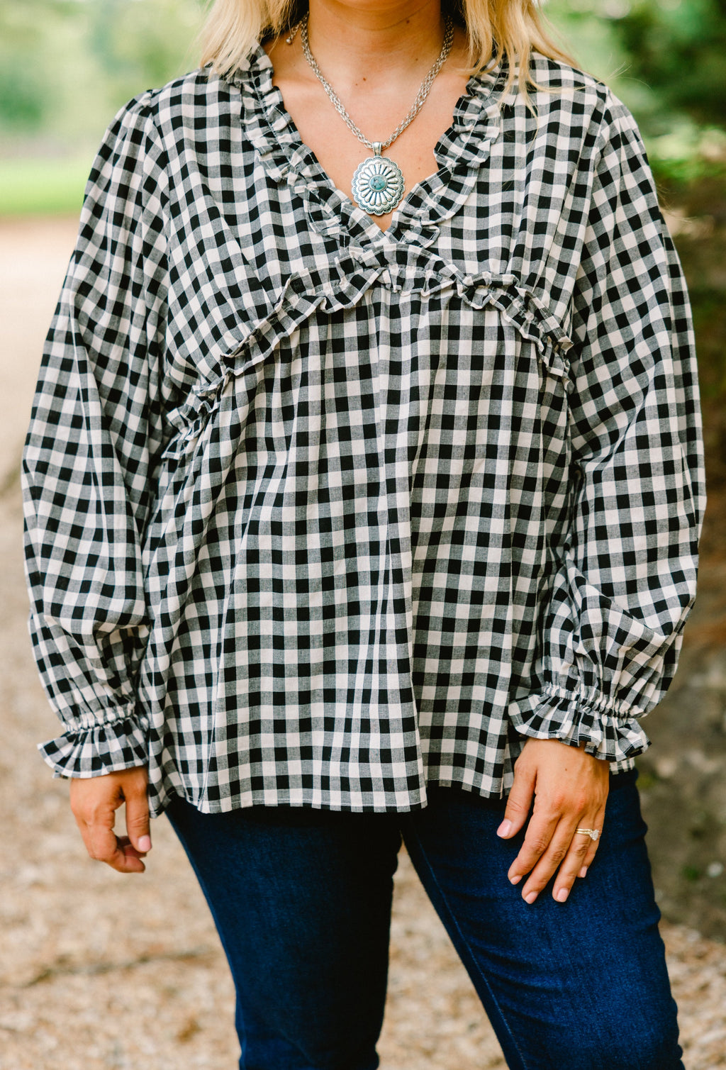 Sparkling Sunlight Top, Black Gingham