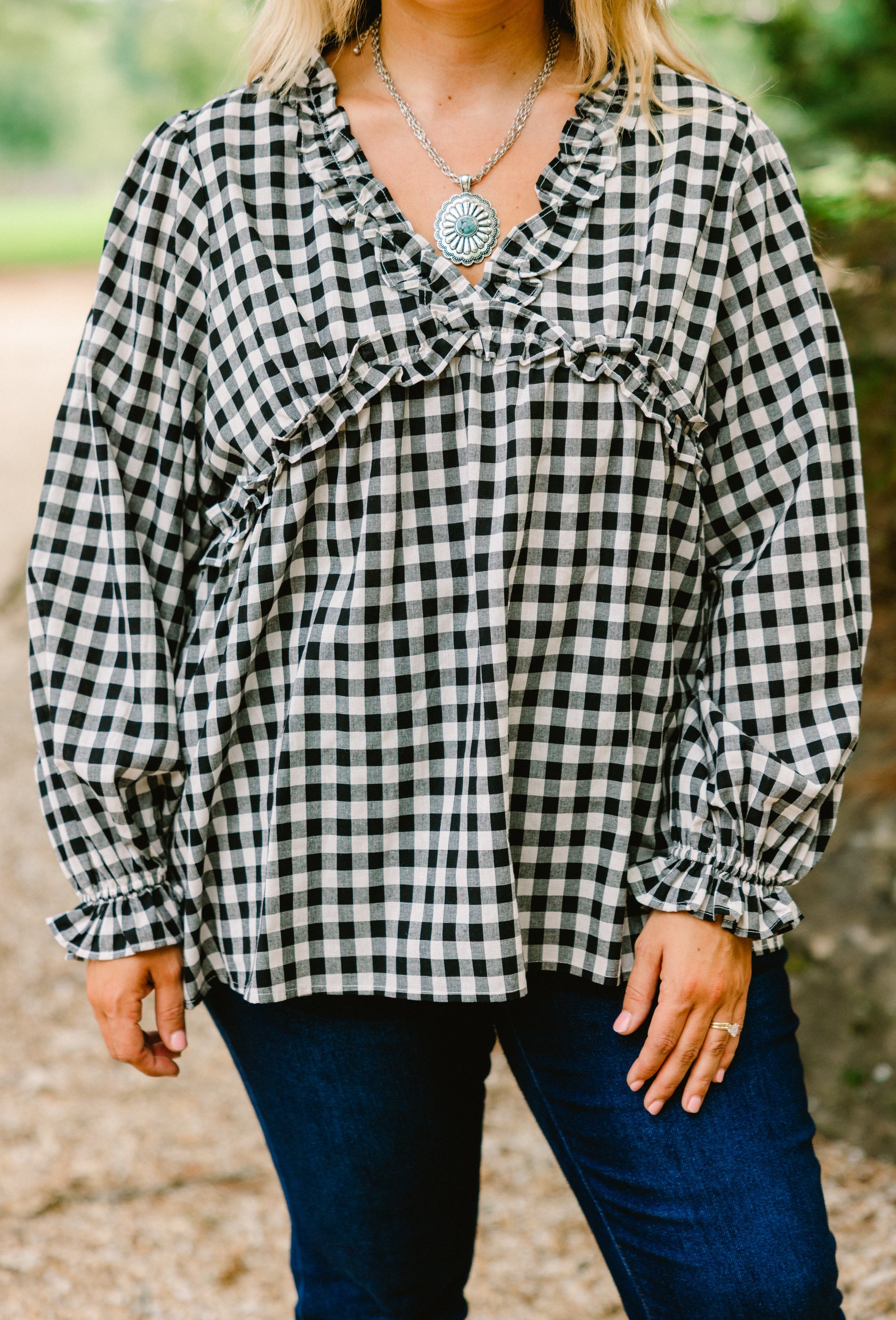 Sparkling Sunlight Top, Black Gingham