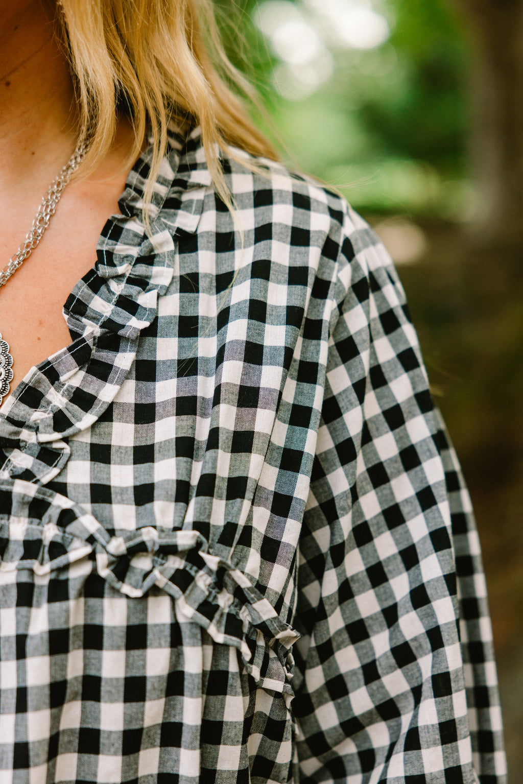 Sparkling Sunlight Top, Black Gingham