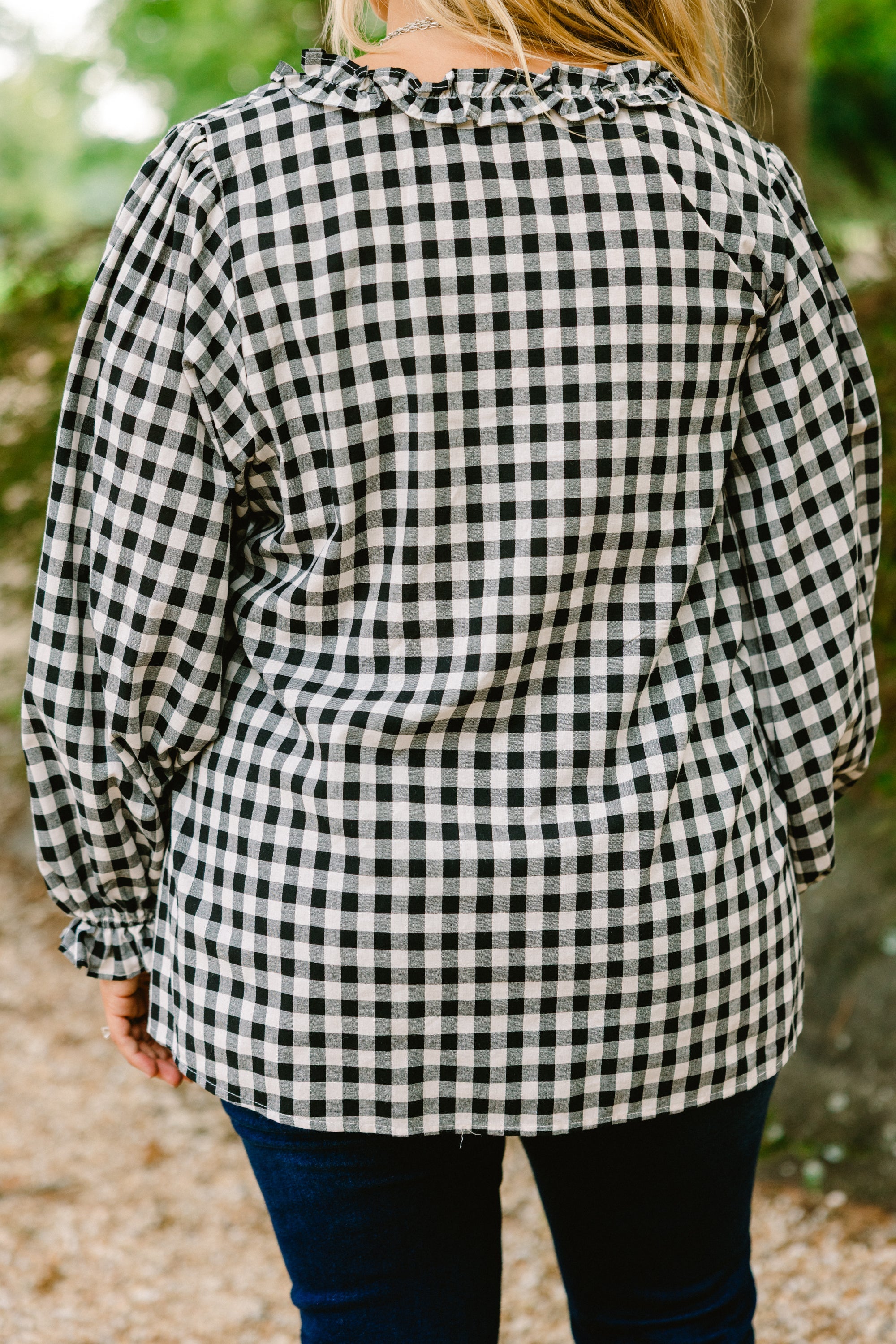 Sparkling Sunlight Top, Black Gingham