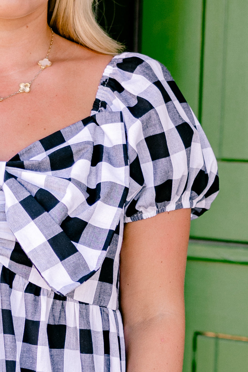 Speak Later Top, Black Gingham