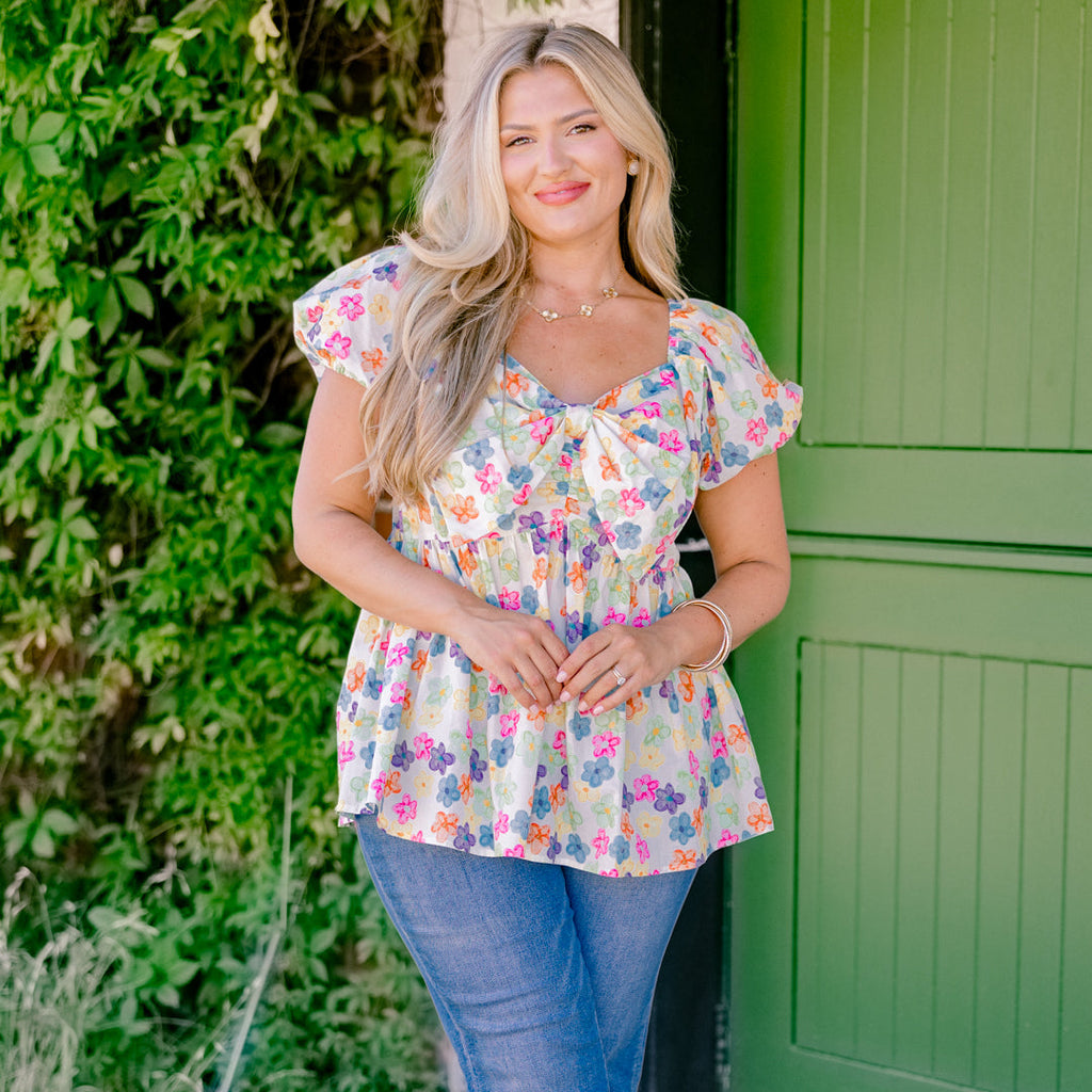 Speak Later Top, Ivory Floral