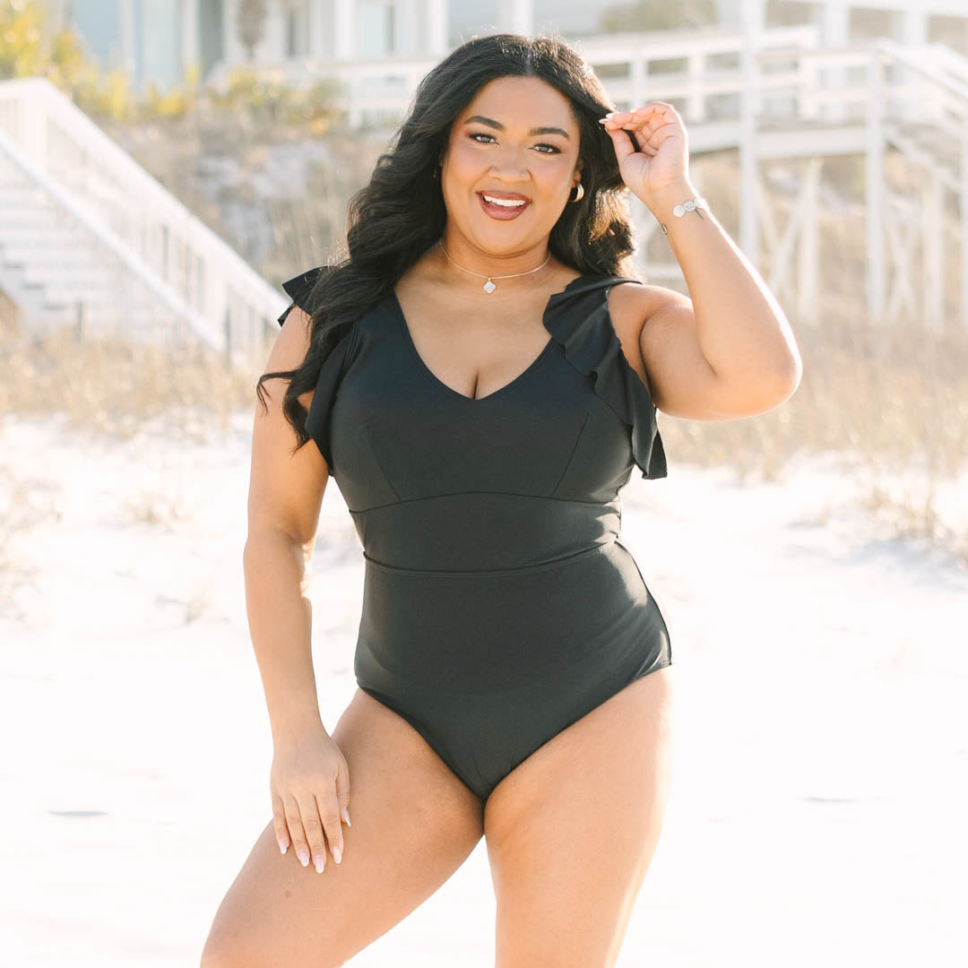 Spending My PTO Swimsuit, Black