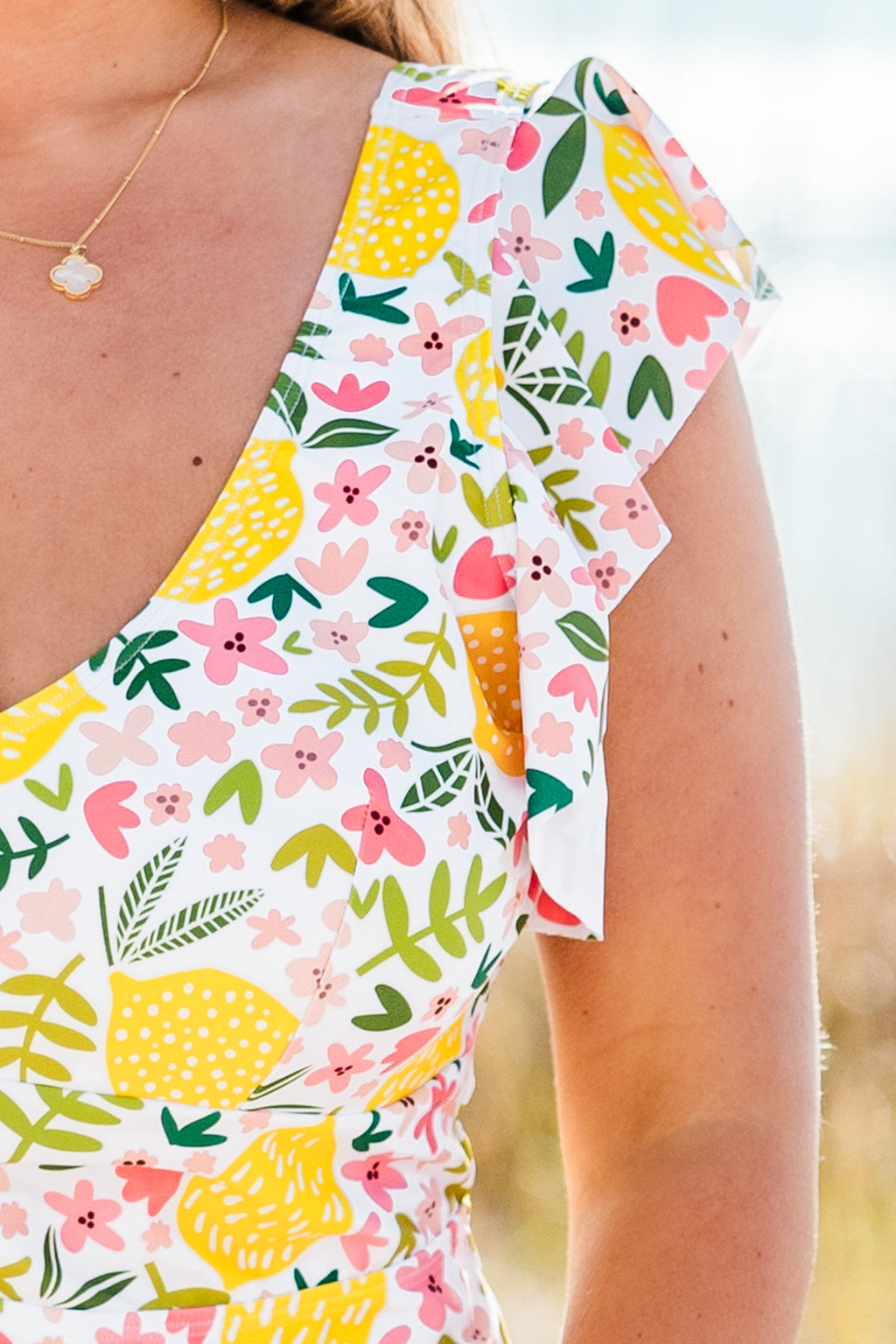 Spending My PTO Swimsuit, Lemon Floral