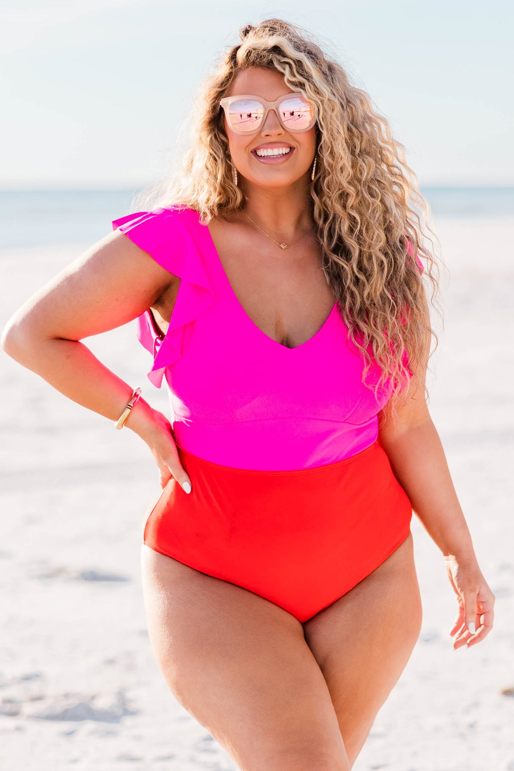 Spending My PTO Swimsuit, Pink-Red