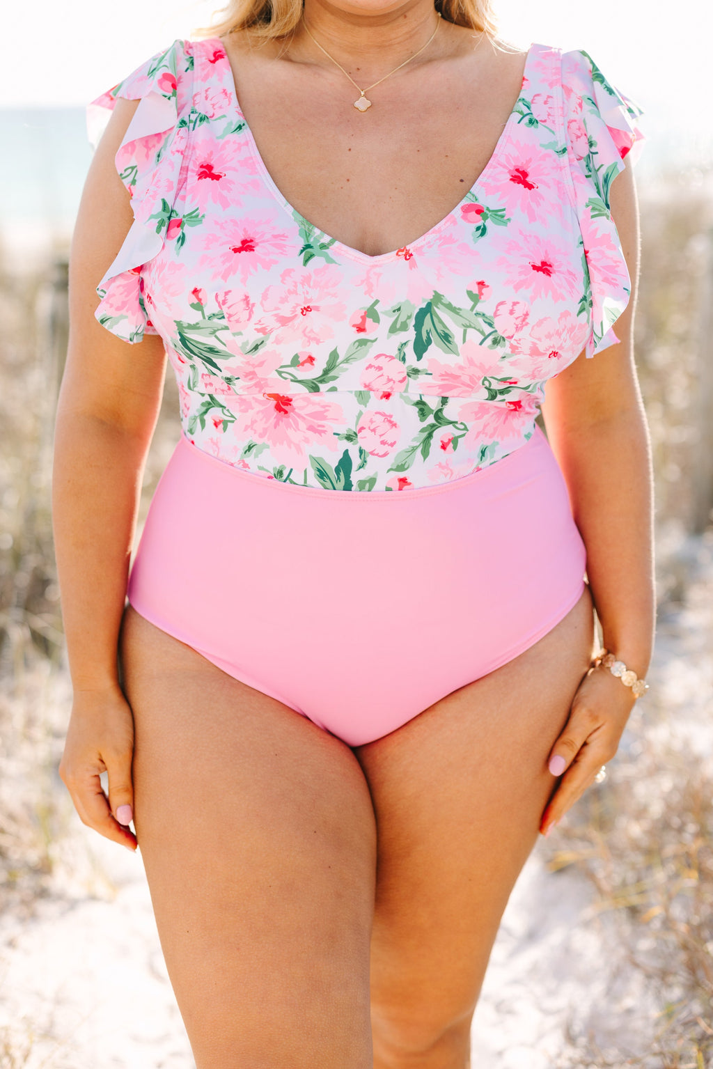Spending My PTO Swimsuit, Pink Floral