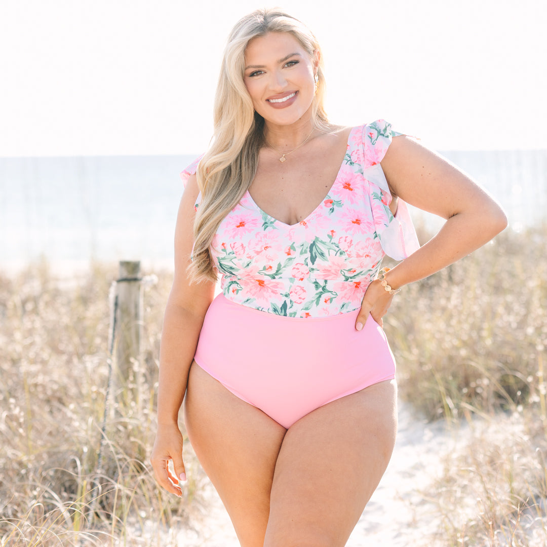 Spending My PTO Swimsuit, Pink Floral