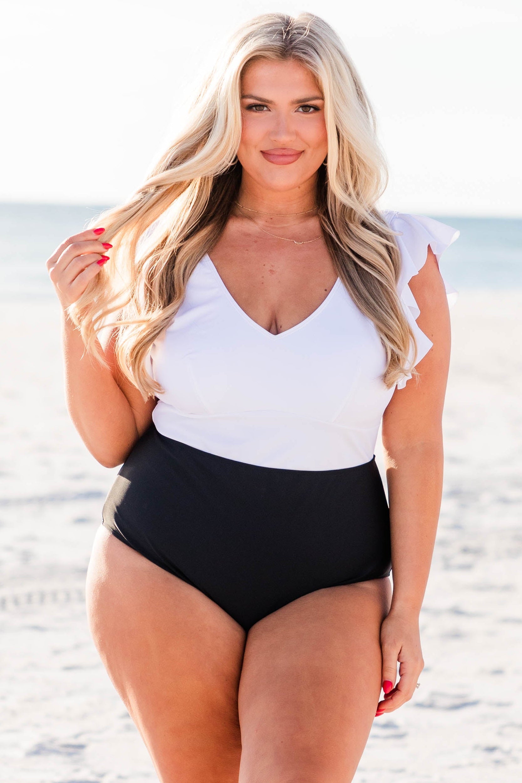 Spending My PTO Swimsuit, White-Black