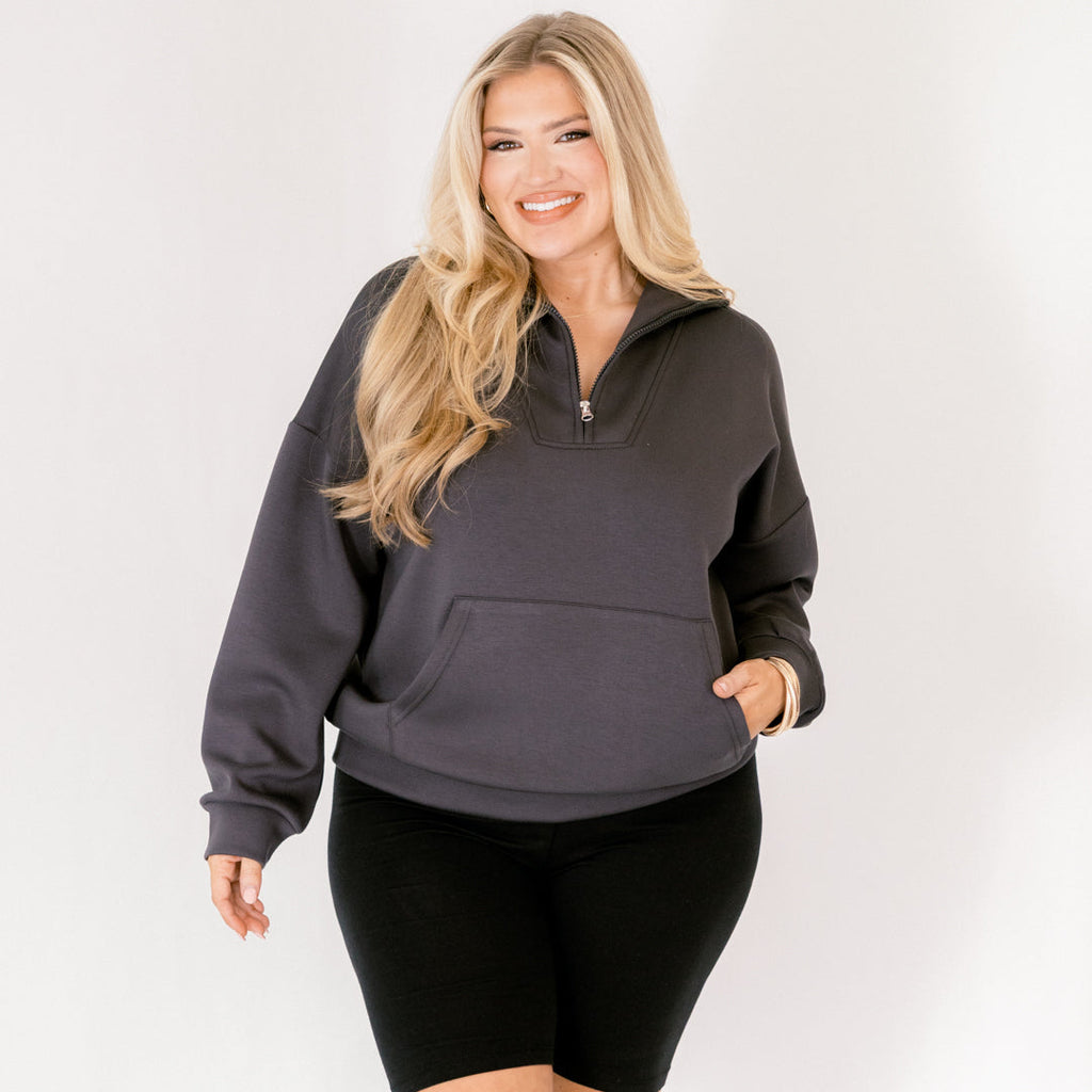 Sporty Chic Pullover, Charcoal
