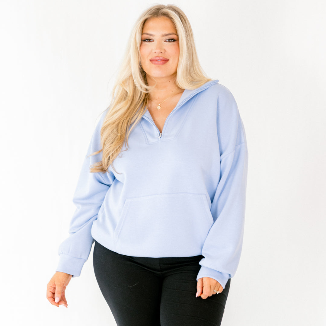 Sporty Chic Pullover, Dusty Blue