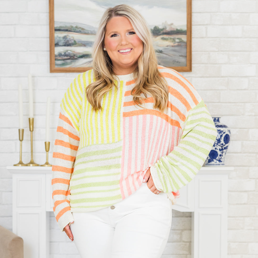 Spring Showers And Flowers Sweater, Lemon Multi