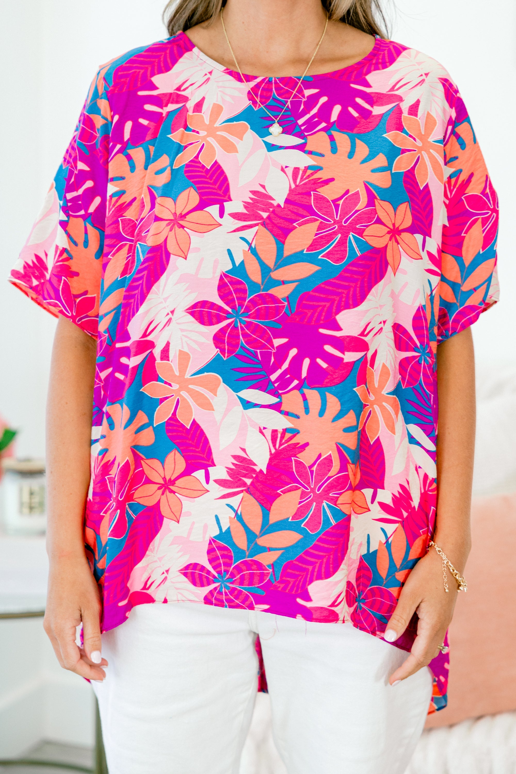 Spring To Life Top, Fuchsia-Magenta