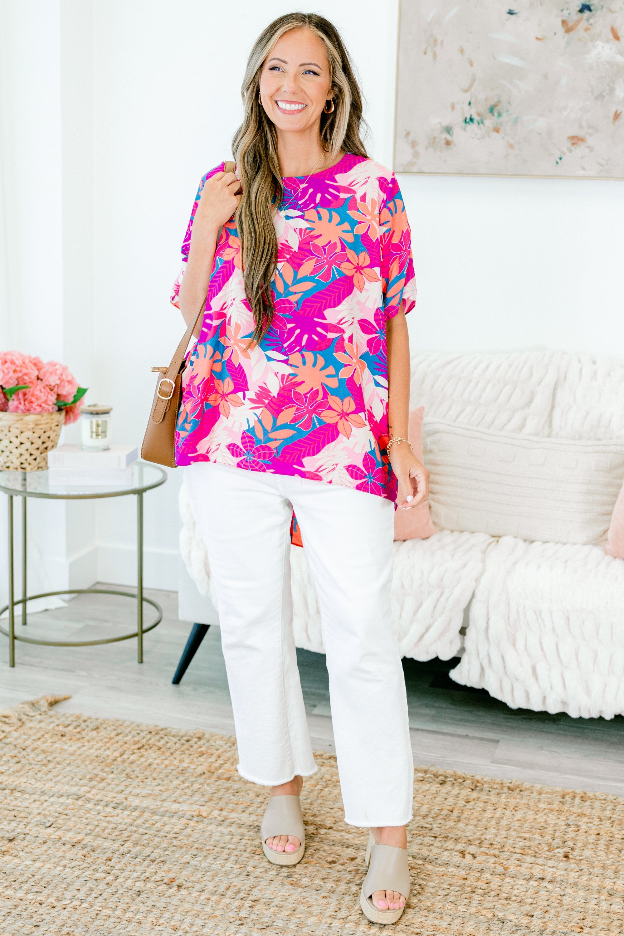 Spring To Life Top, Fuchsia-Magenta