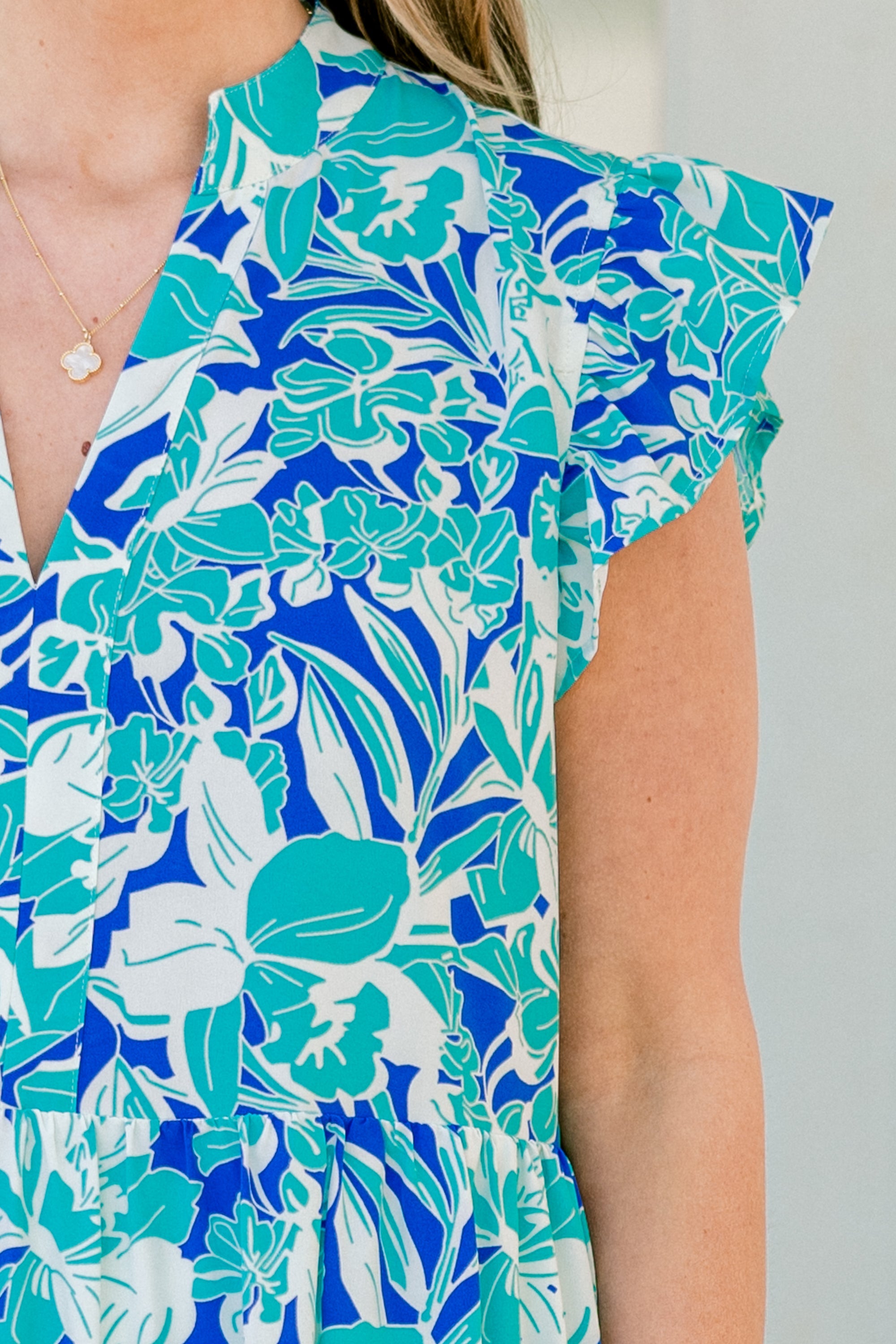 Springtime Splendor Midi Dress, Blue Tropical