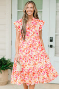 Springtime Splendor Midi Dress, Pink Floral
