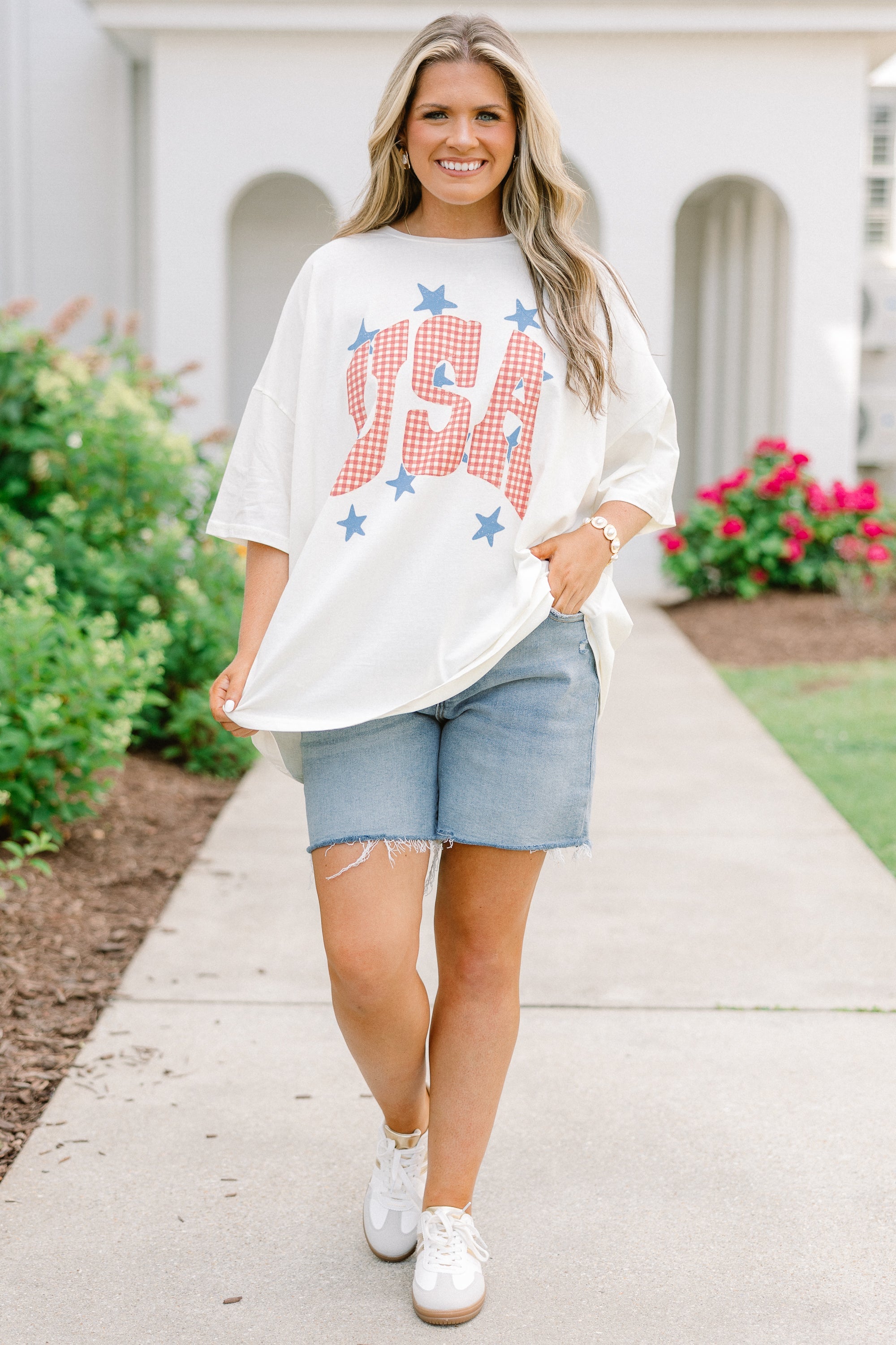 Starry USA Boyfriend Tee, Ivory