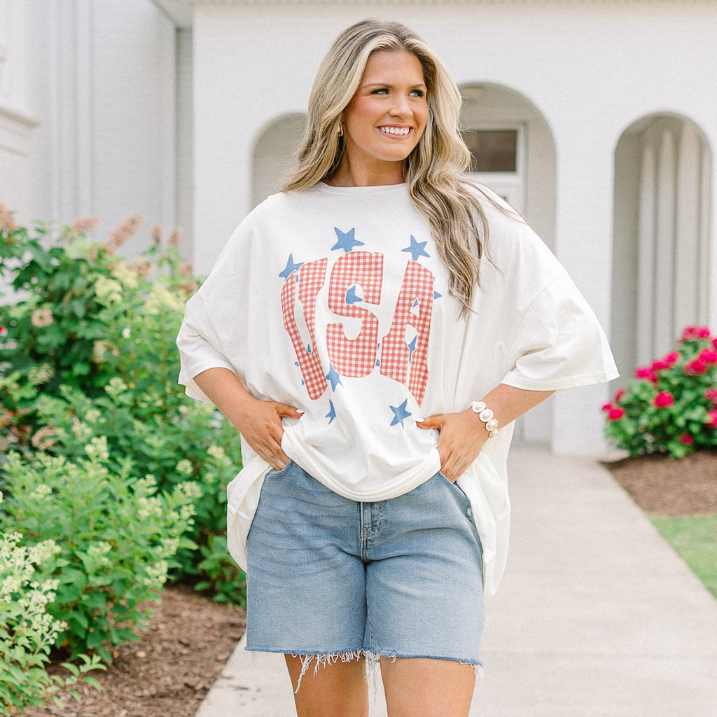 Starry USA Boyfriend Tee, Ivory