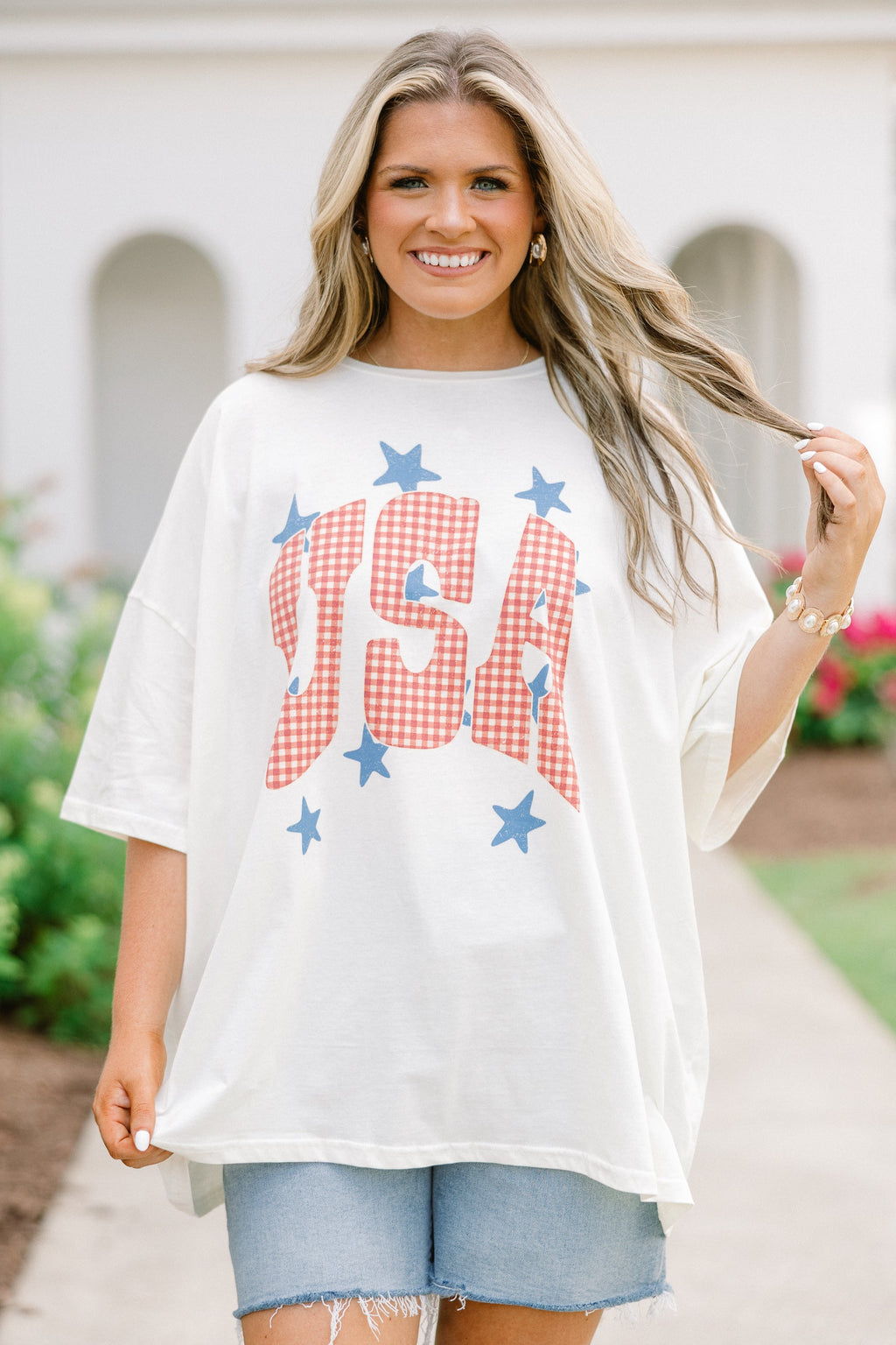 Starry USA Boyfriend Tee, Ivory