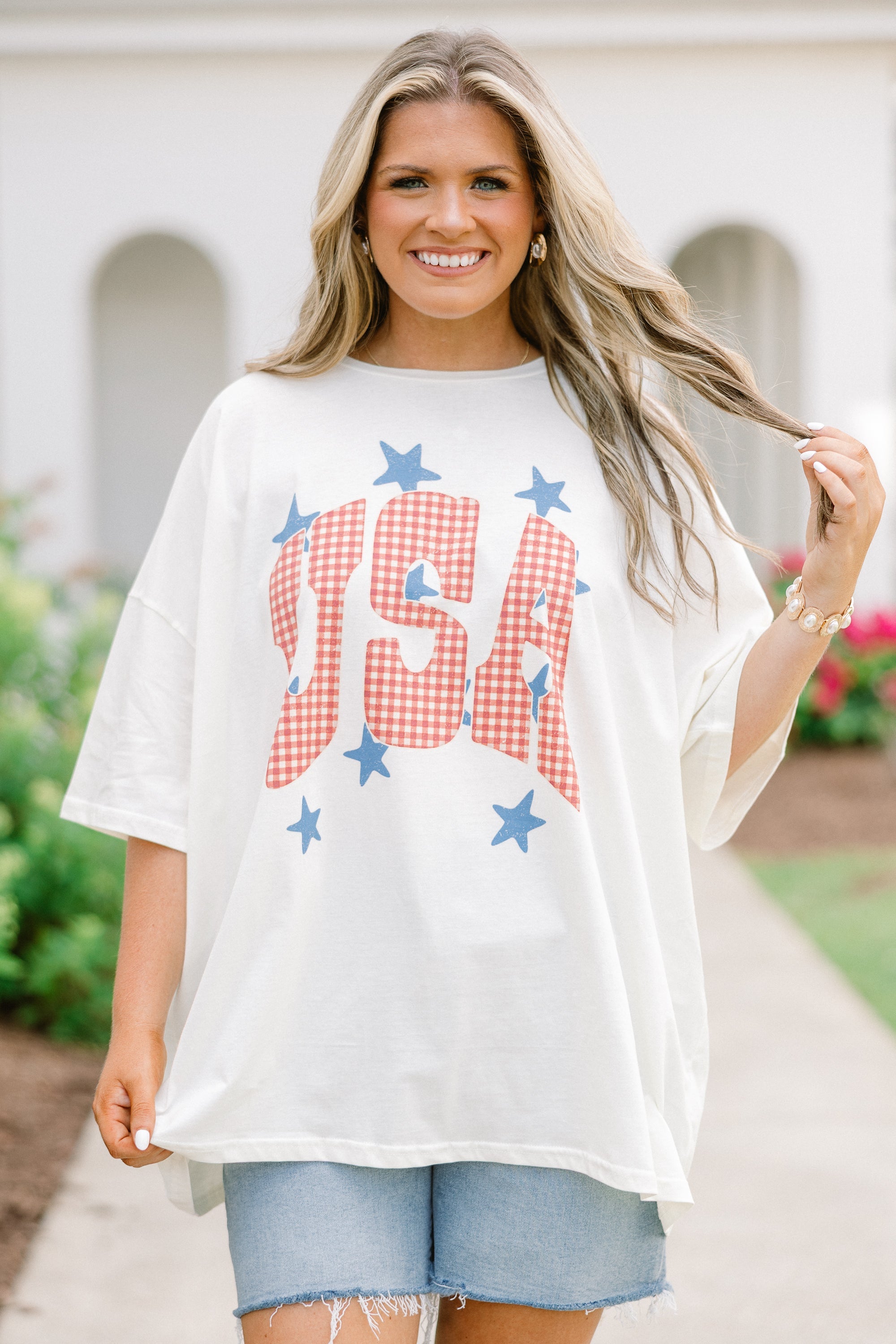 Starry USA Boyfriend Tee, Ivory